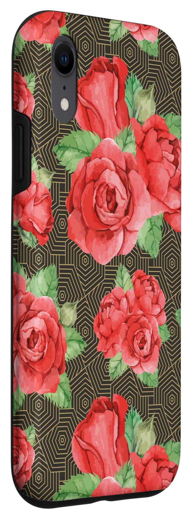 iPhone XR Wildflower Floral Flower Red Rose Minimalist Pattern Phone Case - Protective Slim Cover for Everyday Use, Travel & Work