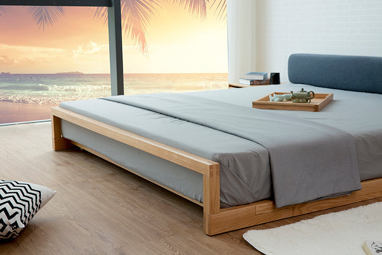 ADACHI Japanese Style Solid Wood Tatami Oak Bed - Traditional Low Platform Bed Frame for Minimalist & Zen Bedroom Decor | Perfect for Small Spaces, Meditation Rooms & Asian-Inspired Home Design