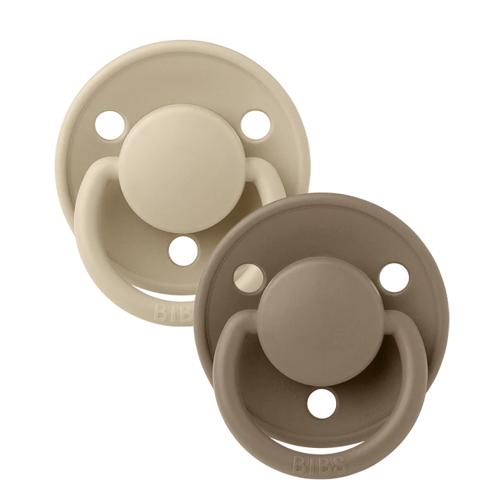 BIBS Round De Lux Silicone Pacifiers 2-Pack for Babies 0-3 Years | Soft Orthodontic Soothers for Newborns & Toddlers | Perfect for Daycare, Travel & Sleep Comfort