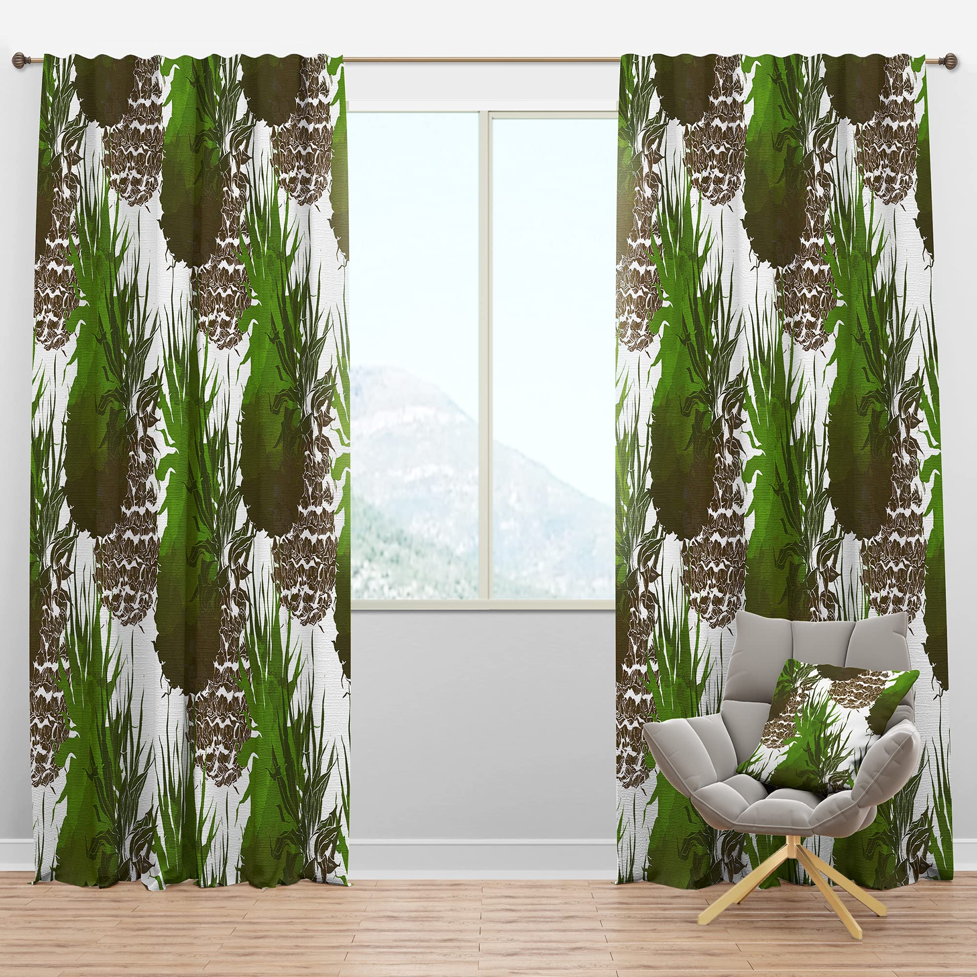 DesignQ Blackout Curtains - Pineapple Leaf Pattern Thermal Insulated Drapes for Bedroom & Living Room (52x120, Single Panel) - Perfect for Sun Protection, Privacy & Energy Saving