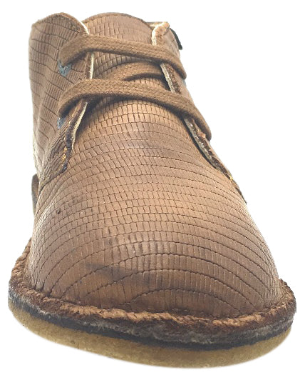 Naturino Boys' 9152 Tan Alligator Print Leather Lace-Up Ankle Boots - Stylish & Comfortable Kids' Shoes for School, Outdoor Play & Special Occasions
