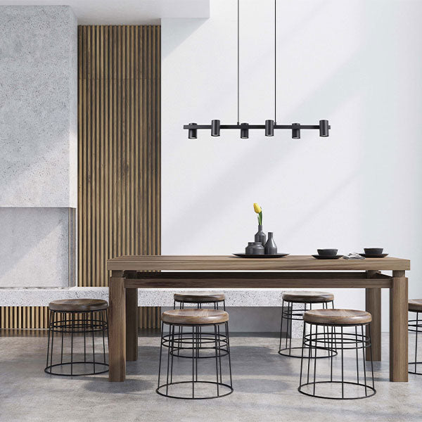 Eglo Gatuela E14 6-Light Black Pendant Light Fixture - Perfect for Dining Room, Kitchen Island, or Entryway Lighting