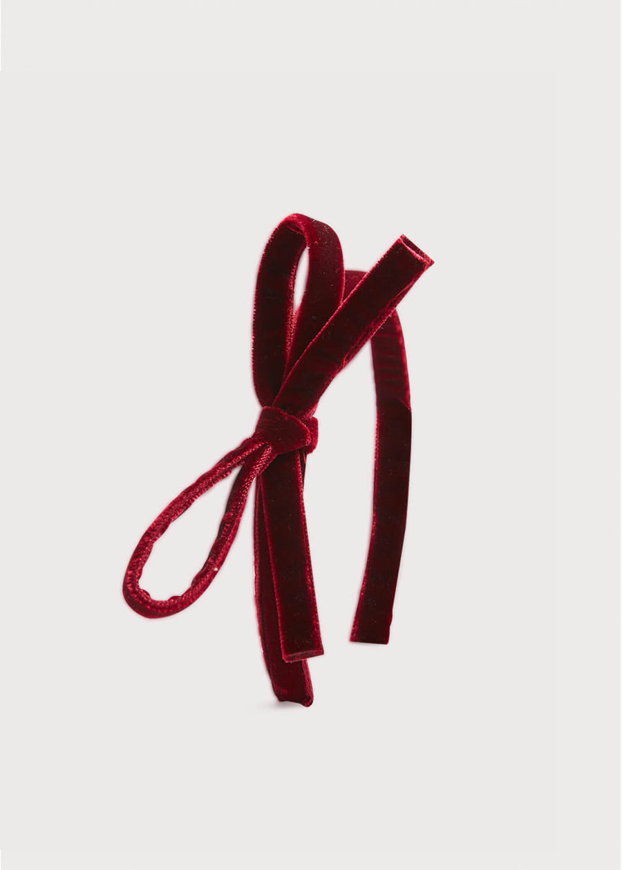 Elegant Velvet Hairband with Thin Burgundy Bow - Stylish Hair Accessory for Women & Girls | Perfect for Weddings, Parties & Everyday Wear