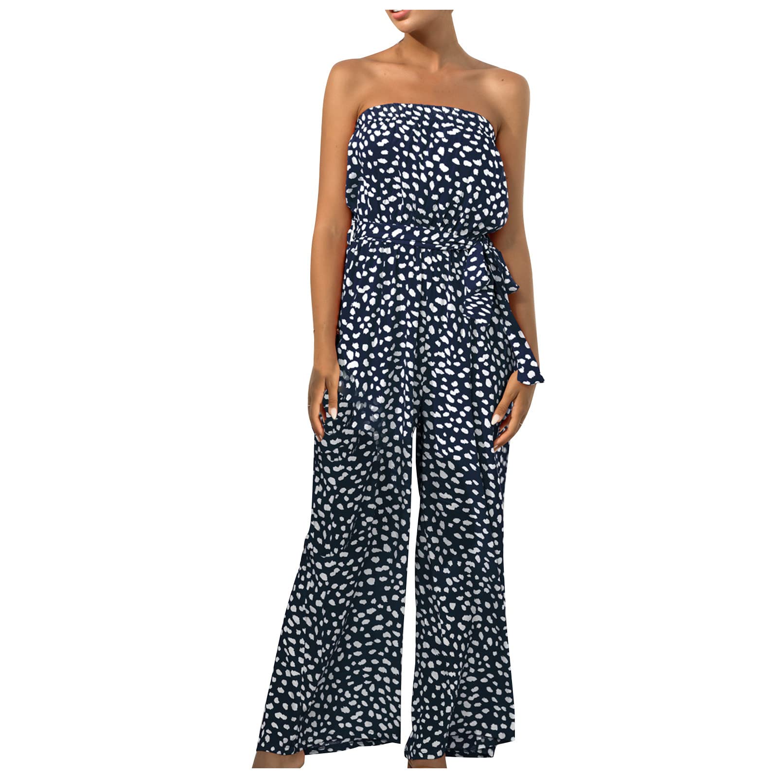 Sexy Off Shoulder Bandeau Jumpsuit for Women - Strapless Wide Leg Romper | Perfect for Beach Vacations, Summer Parties & Date Nights
