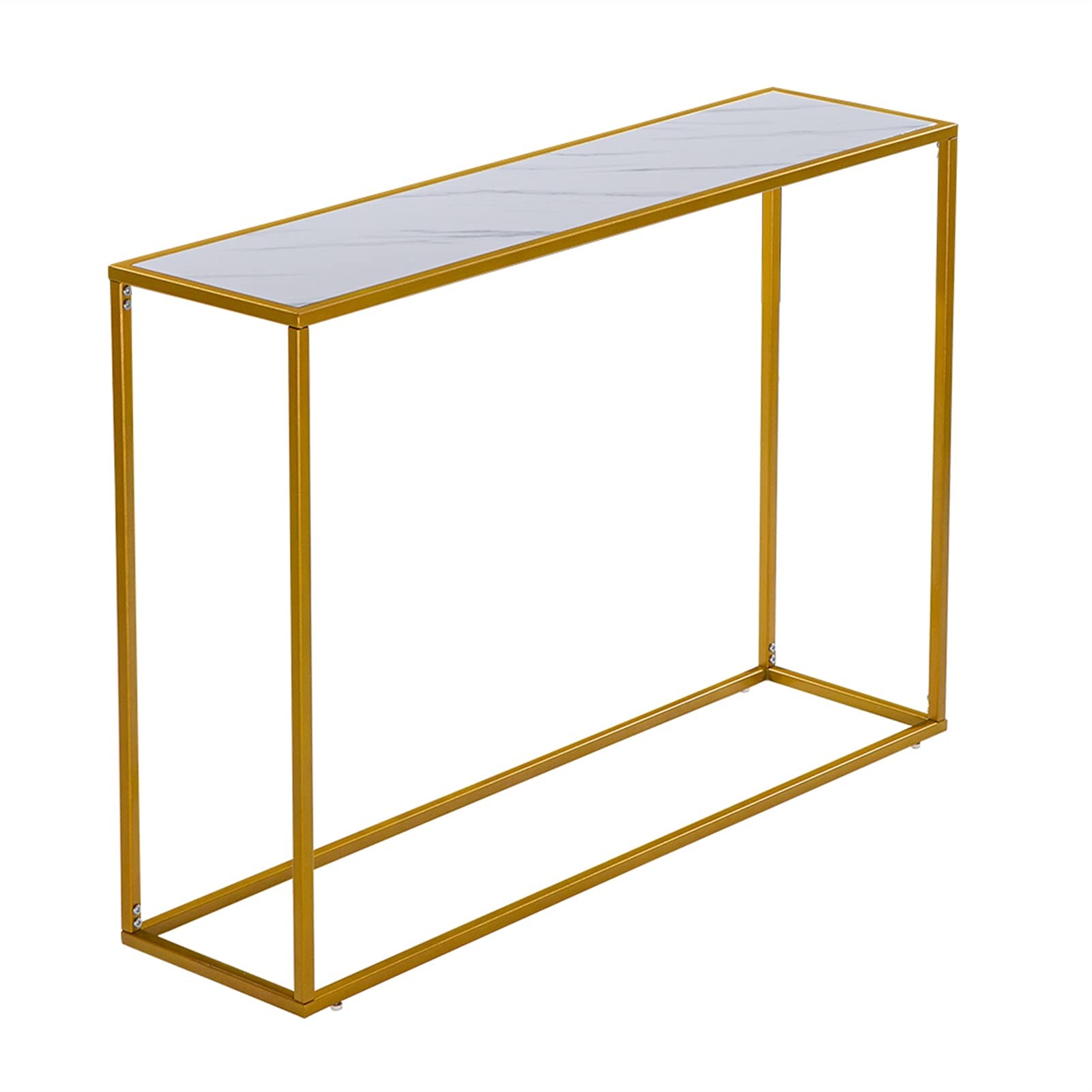 Minimalist White Marble Walnut Side Table - 41.7