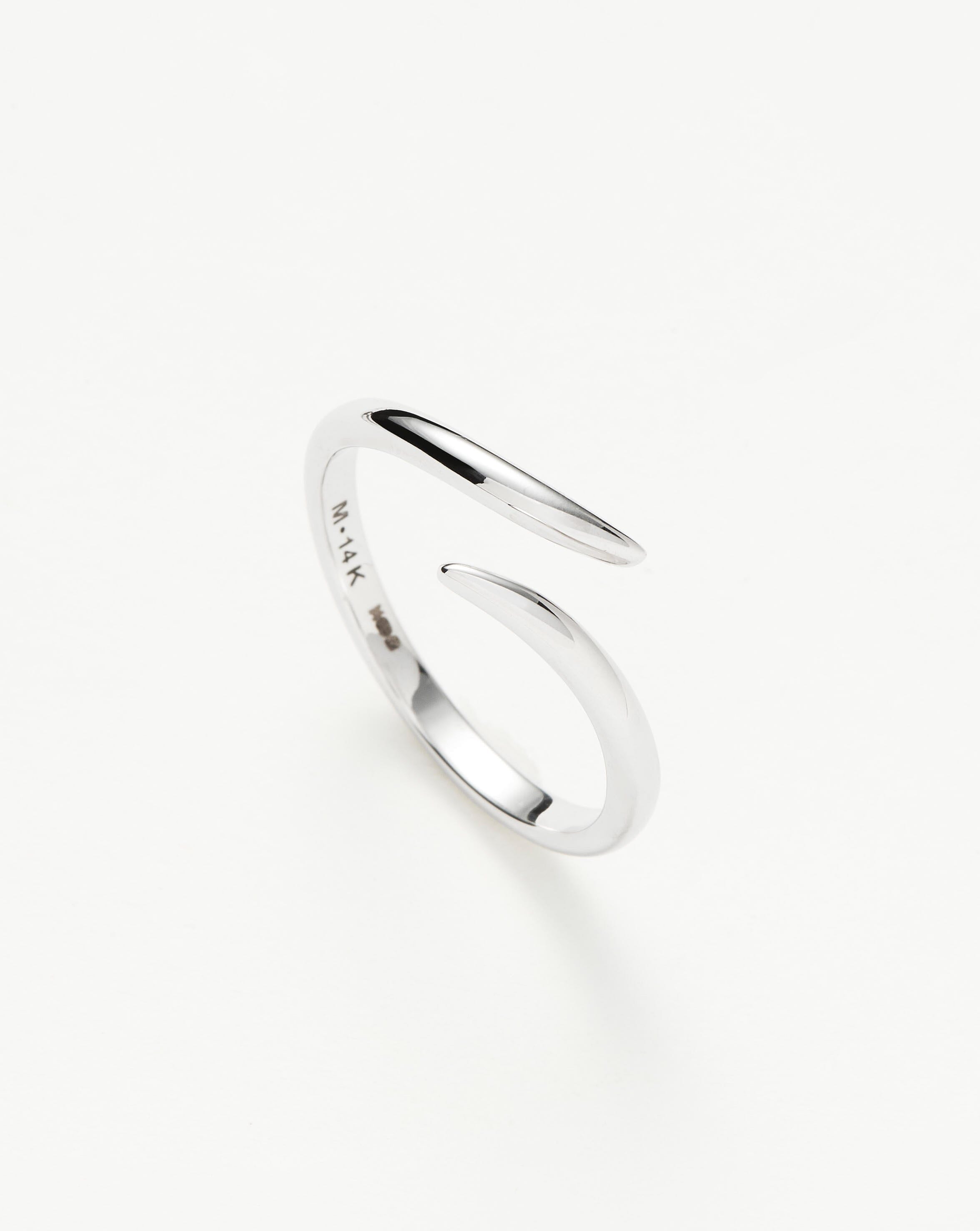 14K White Gold Open Claw Ring for Women - Elegant Minimalist Jewelry for Everyday Wear, Date Nights & Special Occasions