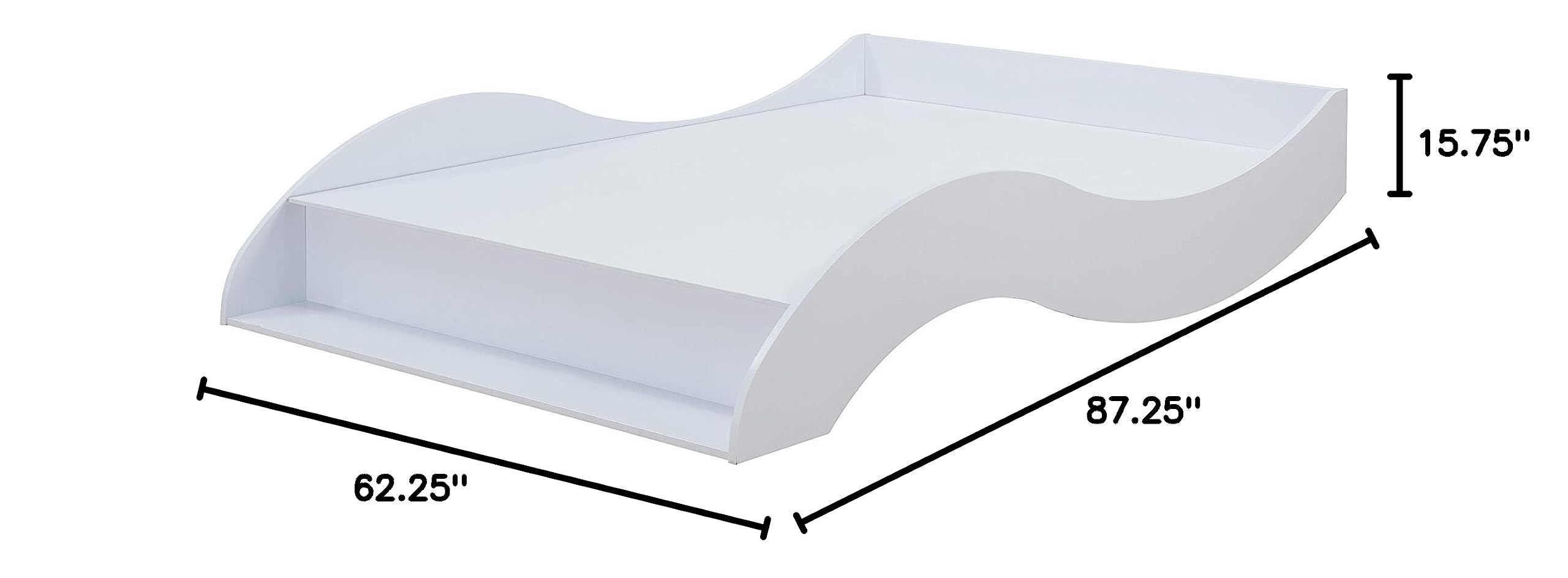 Overstock Tara White Platform Bed Queen Size - Modern Minimalist Bed Frame with Sturdy Wooden Slats for Bedroom, Guest Room, or Dorm