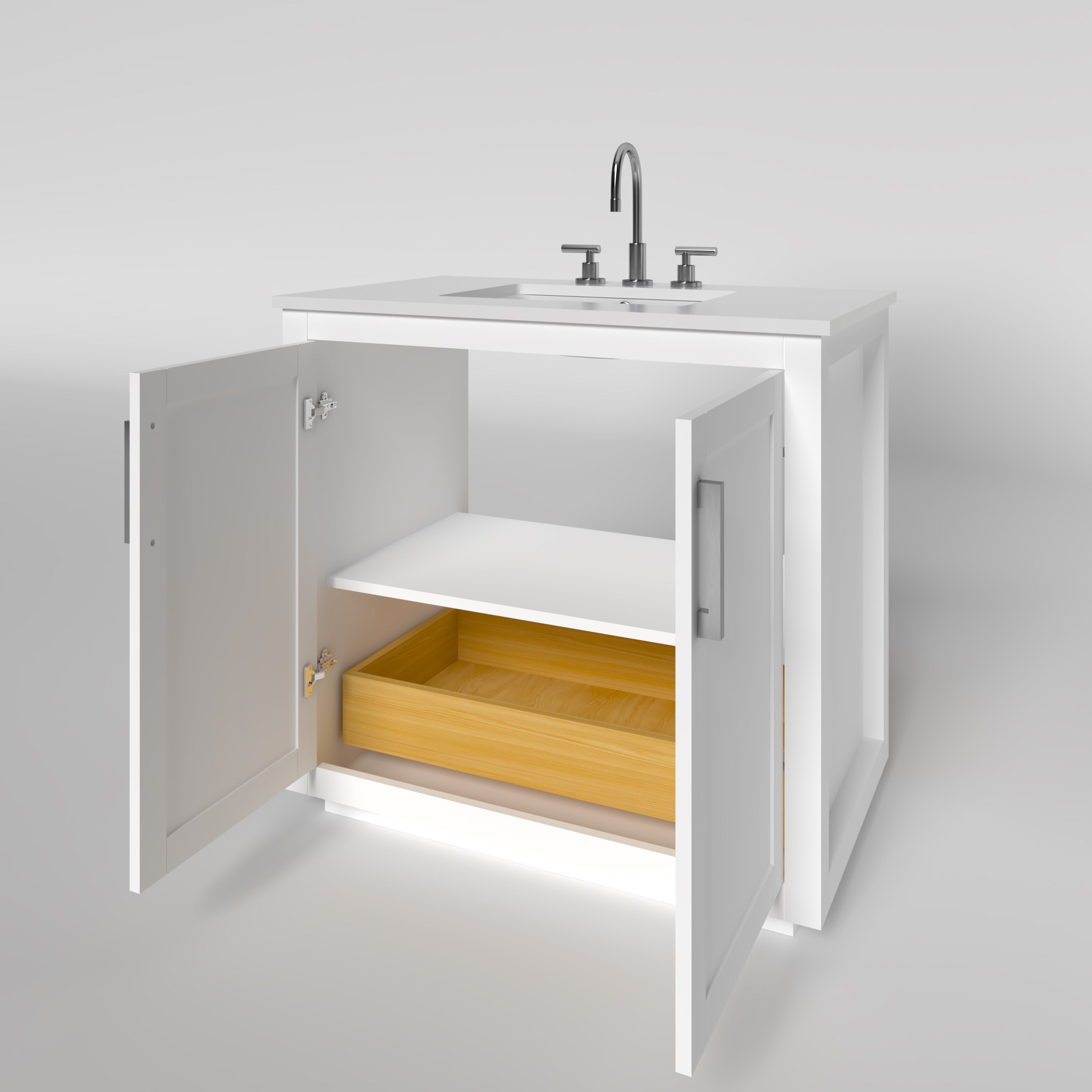 35.5 Inch White Bathroom Vanity Cabinet - Nearmé Miami Modern Single Sink Storage for Small Bathrooms | Perfect for Apartments, Guest Baths & Powder Rooms