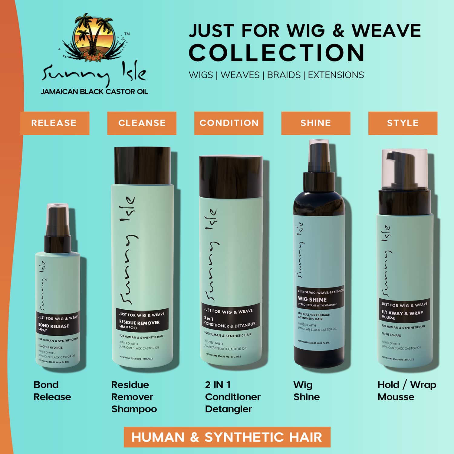 Sunny Isle Bond Release Spray for Wigs, Weaves, Braids & Extensions – 4oz | Works on Synthetic & Natural Hair | Jamaican Black Castor Oil Formula | Alcohol-Free Hairspray | Perfect for Salon, Styling & Hair Maintenance