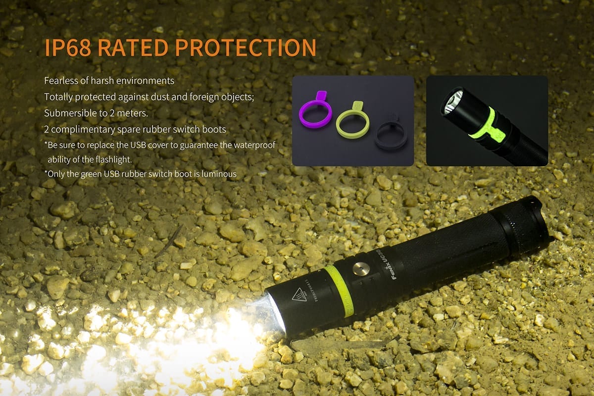Fenix UC30 USB Rechargeable Flashlight - 1000 Lumens, Compact & Waterproof LED Torch for Camping, Hiking, Emergency & Outdoor Activities