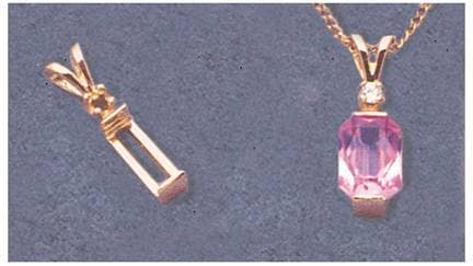 Solid Sterling Silver or 14kt Gold 5mm-12mm Shallow Tourmaline Cut Pendant with Accent Setting - Handcrafted in USA | Perfect for Necklaces, Jewelry Gifts & Special Occasions