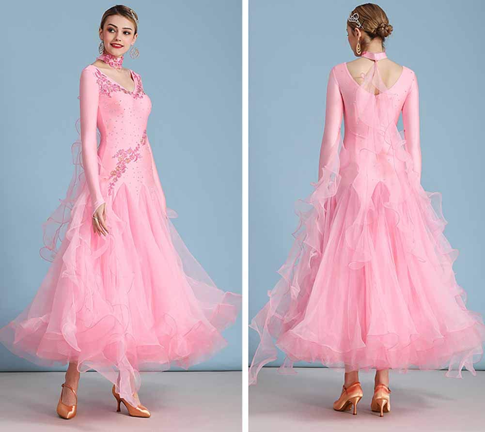 Elegant Ballroom Dance Dresses for Women - Smooth Waltz & Tango Performance Outfit with Long Sleeves | Perfect for Swing Dancing, Competitions & Social Events | Professional Latin & Standard Dancewear for Weddings & Performances