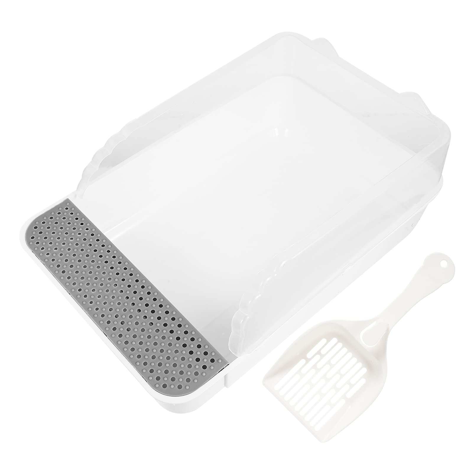 Balacoo Self-Cleaning Cat Litter Box with Scoop - Semi-Enclosed Portable Litter Box for Indoor/Outdoor Use - Automatic Pet Cleaning Supplies for Cats (White) - Perfect for Home, Apartment, RV & Travel