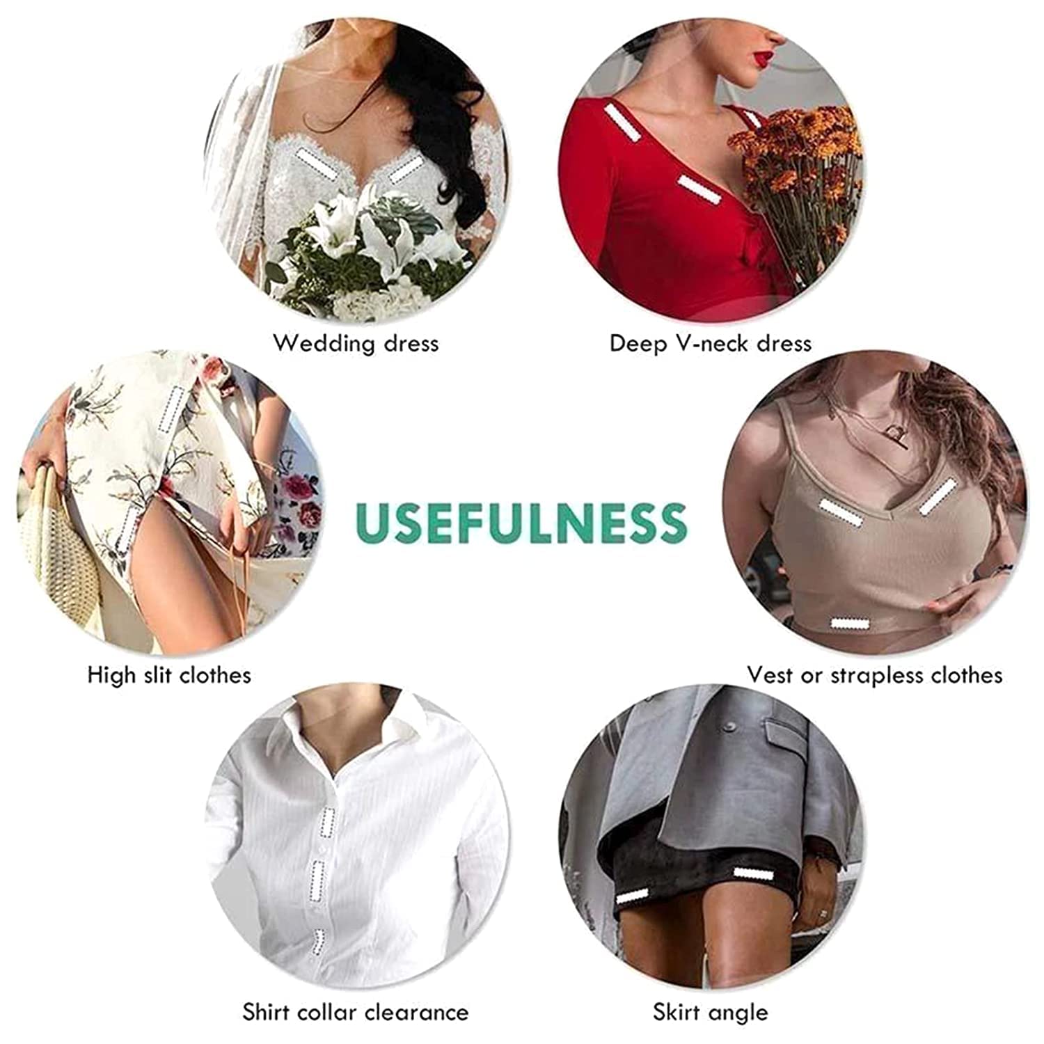 Women's Clear Double-Sided Fashion Tape for Clothes & Skin - 36 Invisible Body Adhesive Strips | Fabric & Skin Friendly Strong Hold for Dresses, Tops, Strapless Outfits | All-Day Wear for Weddings, Parties & Formal Events