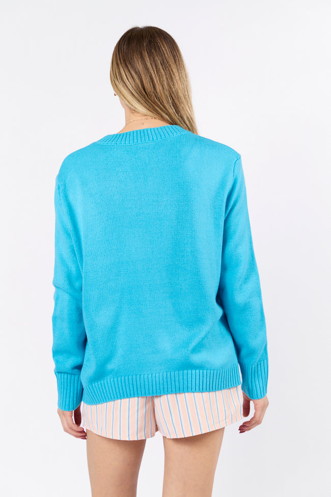 Happy Hour Blue Oversized Sweater for Women - Cozy Oversized Pullover with Long Sleeves - Perfect for Casual Wear, Fall & Winter Fashion, and Holiday Gatherings