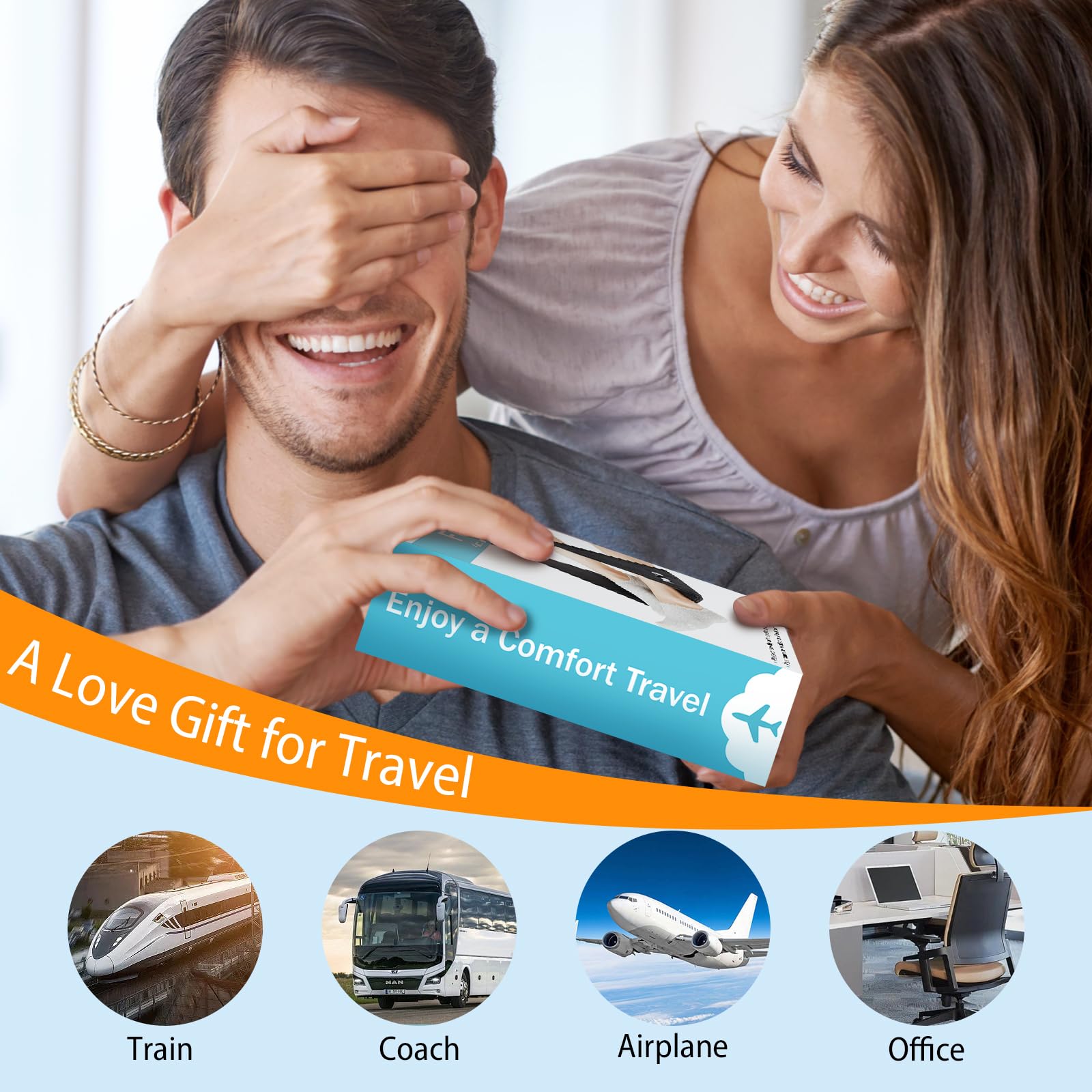 **Airplane Footrest with No Feet Clashing Support - Portable Travel Foot Hammock for Relaxation & Comfort - Memory Foam Plane Foot Rest to Relieve Soreness - Perfect for Long Flights, Road Trips & Office Use**