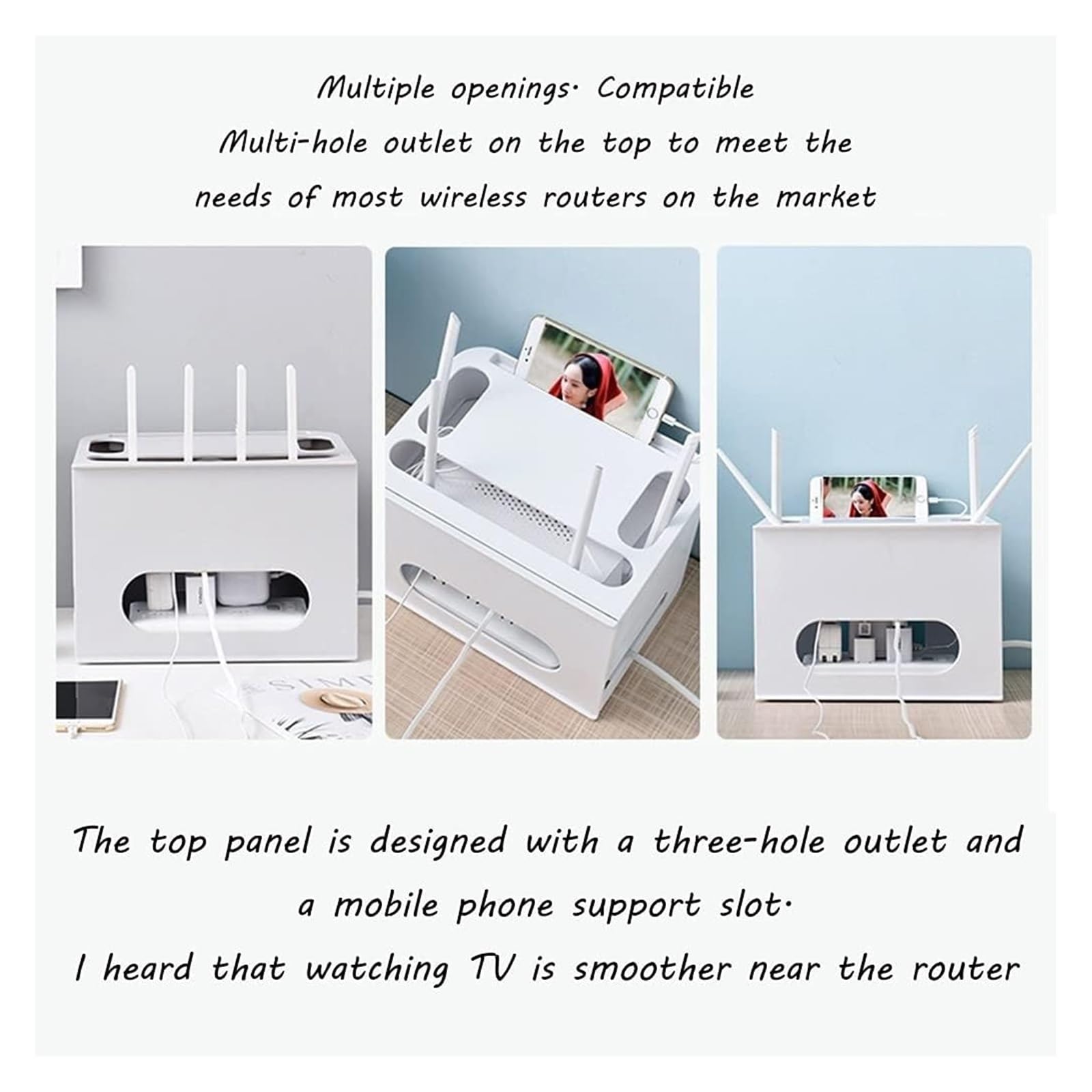 Wall Mount Router Shelf with Drawer - 2-Tier WiFi Router Storage Box & Cable Organizer (29x21x20cm, Grey) - Perfect for Home Office, Living Room, and Bedroom Network Setup