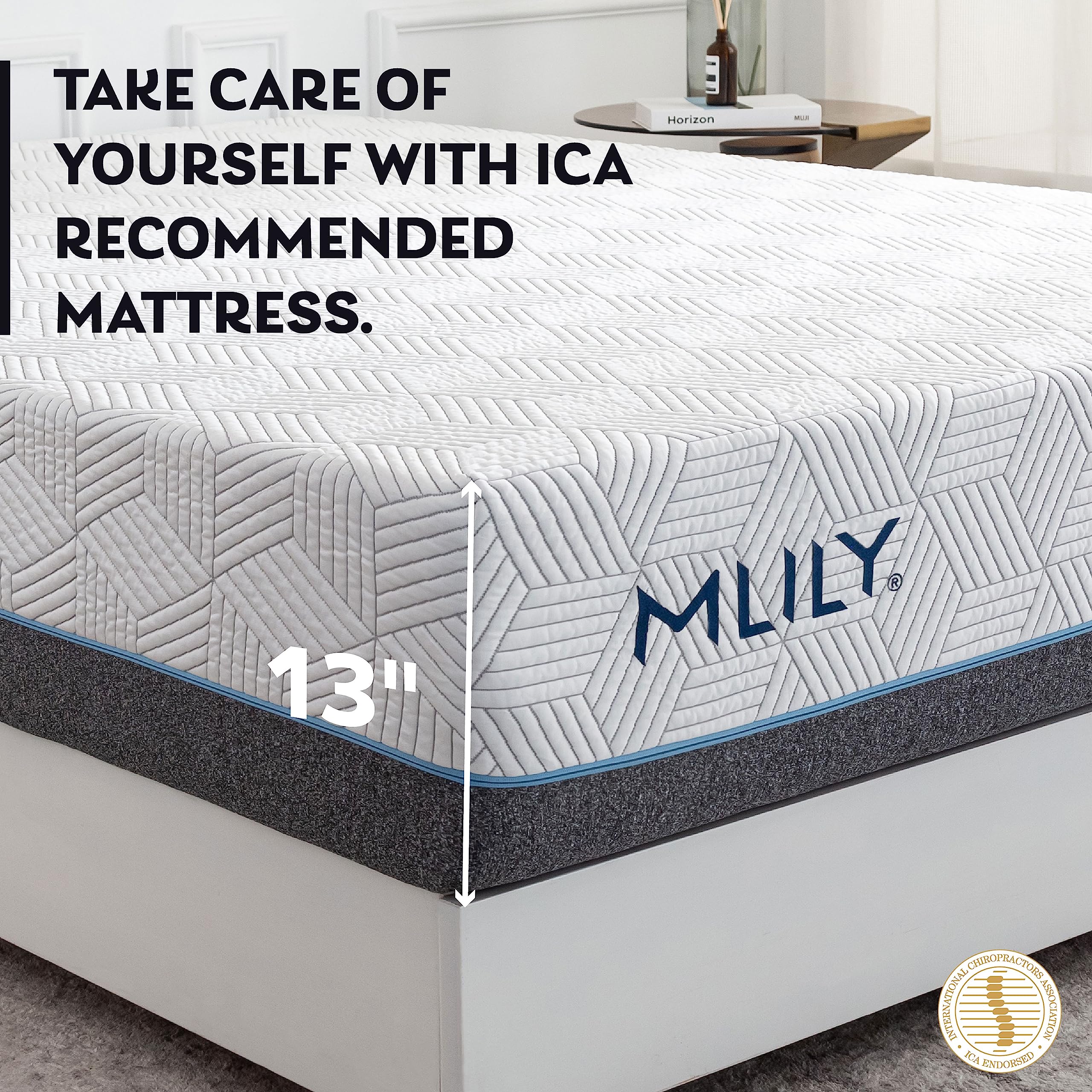 MLILY 13 Inch Twin XL Gel Memory Foam Mattress in a Box - Medium Firm with PCM Cooling Technology, CertiPUR-US Certified, Made in USA (80