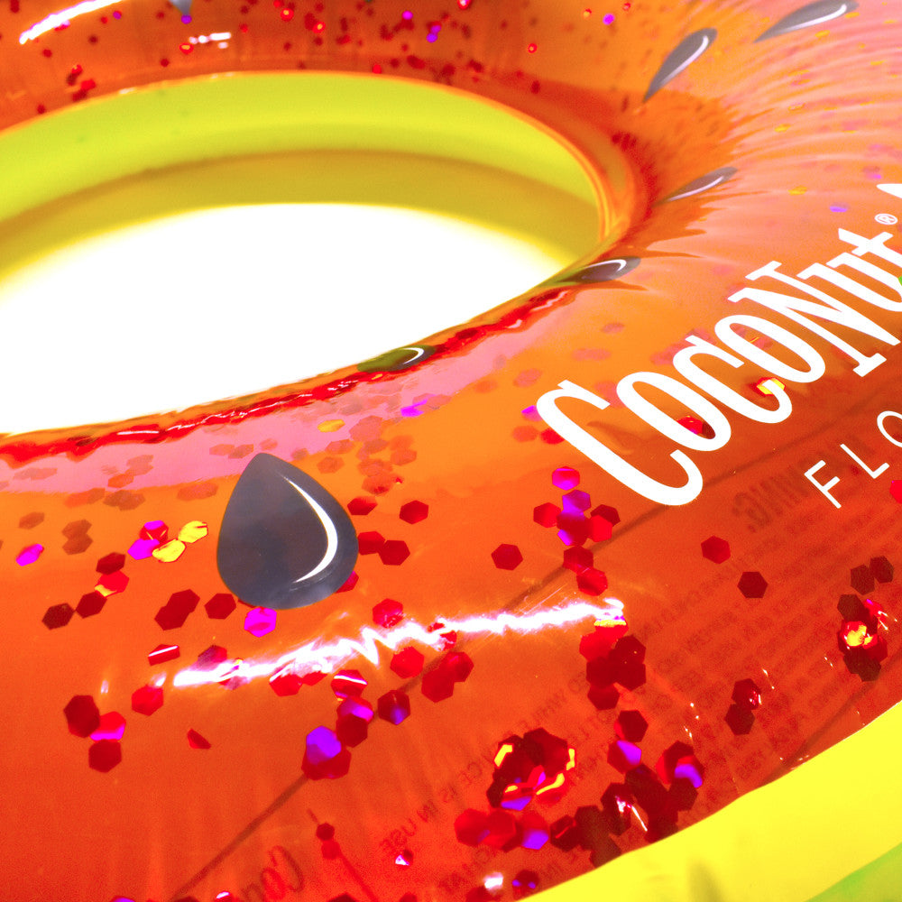 **Coconut Float Watermelon Glitter 42-Inch Inflatable Pool Ring for Summer Fun, Beach Parties, and Pool Relaxation**
