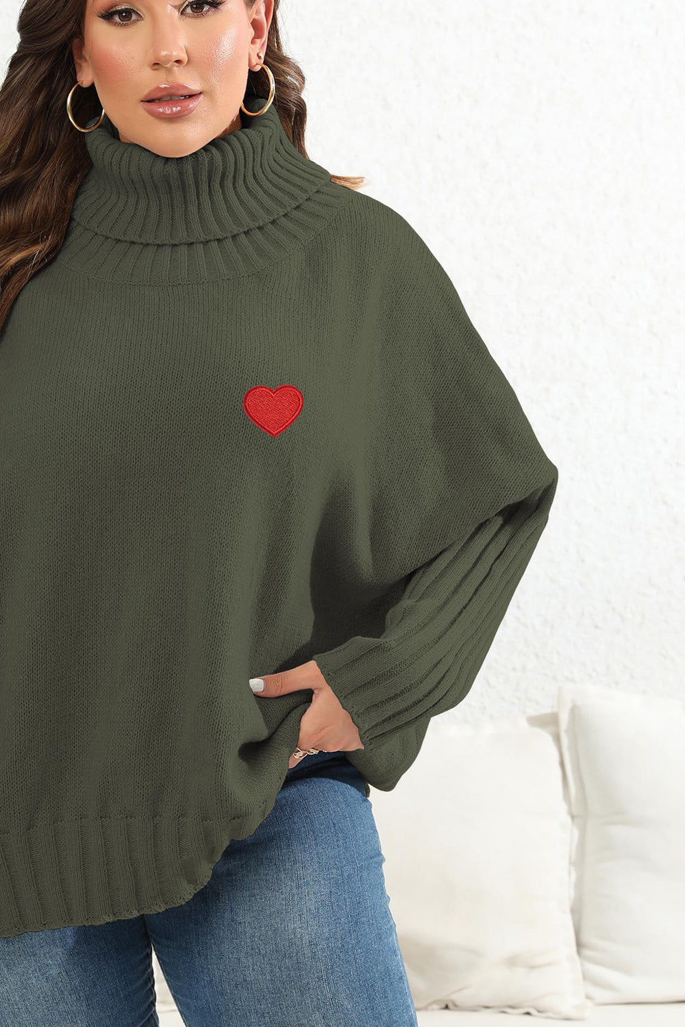 Plus Size Turtle Neck Long Sleeve Sweater for Women - Cozy Winter Knit Pullover - Perfect for Office, Casual Outfits & Holiday Gatherings
