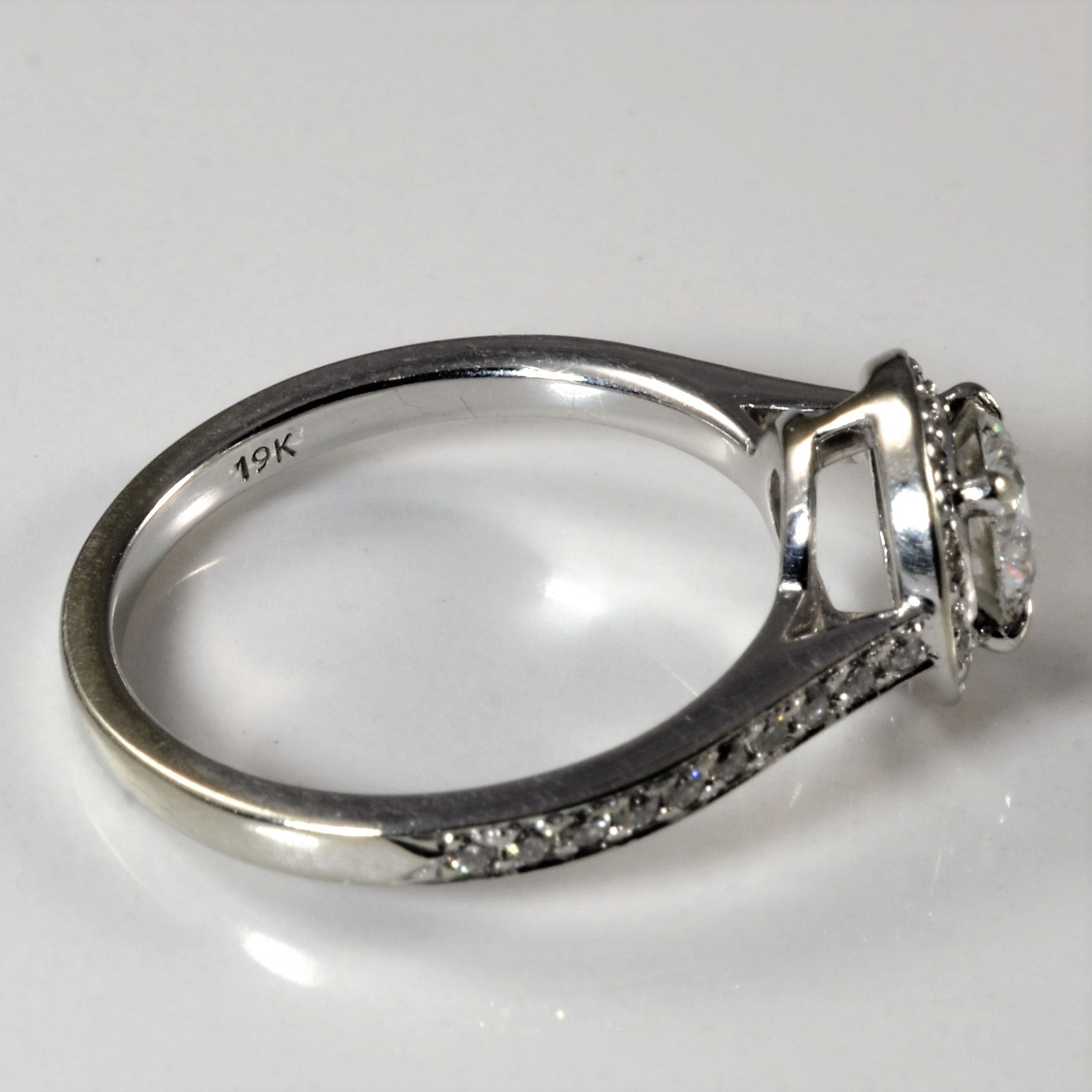 0.96ctw Low Profile Halo Diamond Engagement Ring - Size 6.75 | Elegant Wedding Band, Proposal Jewelry Gift for Her | Perfect for Anniversaries & Special Occasions