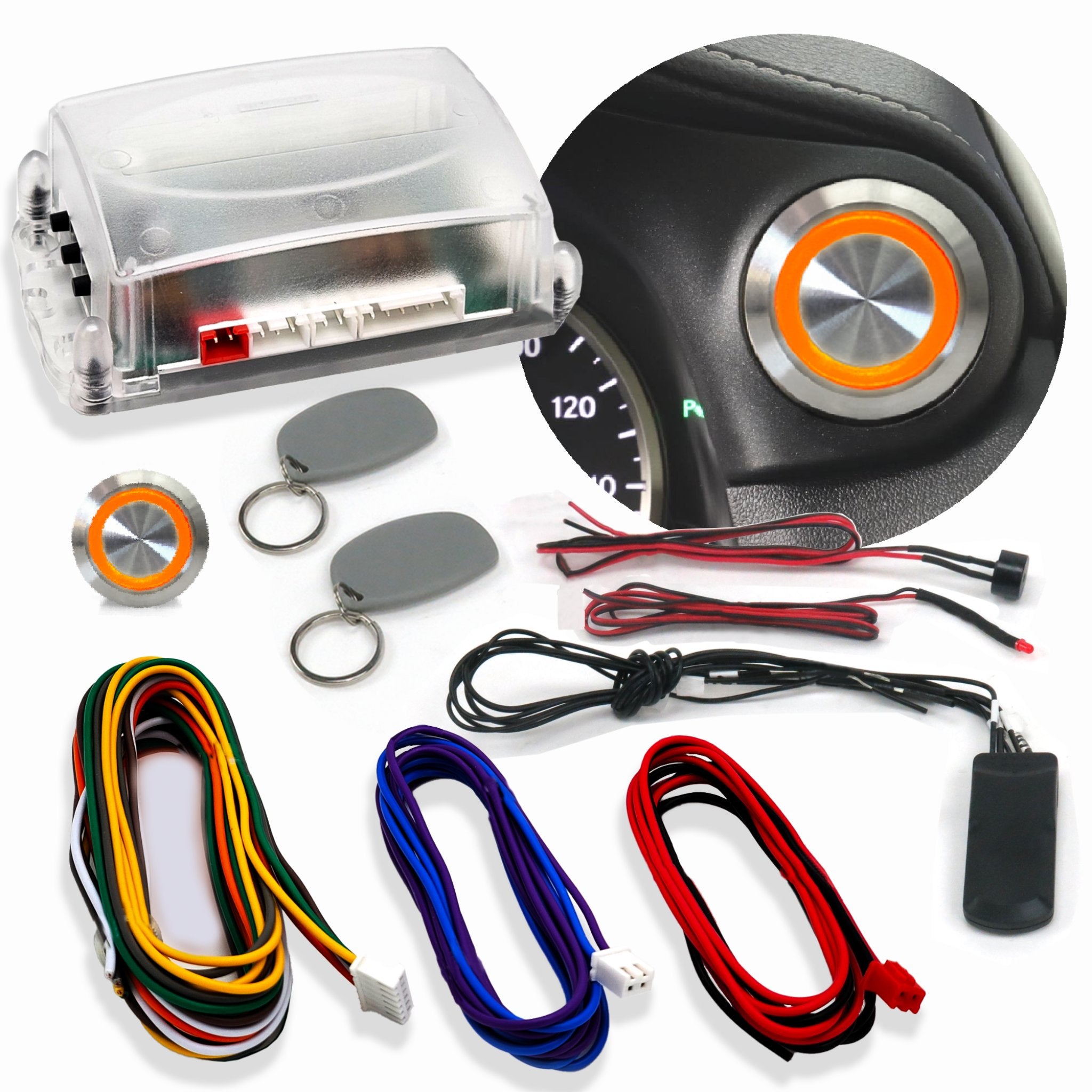1901-1902 Isotta Fraschini Runabout Illuminated Billet Push Button Engine Ignition Start Kit - 12V RFID Security System | Classic Car Restoration & Vintage Auto Upgrade