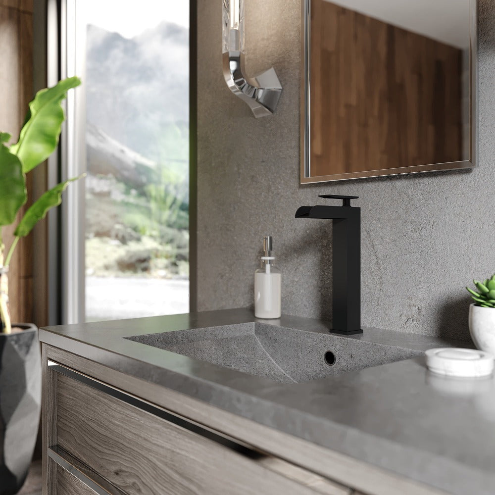 ZLINE Eagle Falls Matte Black Waterfall Vessel Sink Faucet - Single Handle Bathroom Sink Faucet for Modern Vanities & Luxury Bathroom Decor