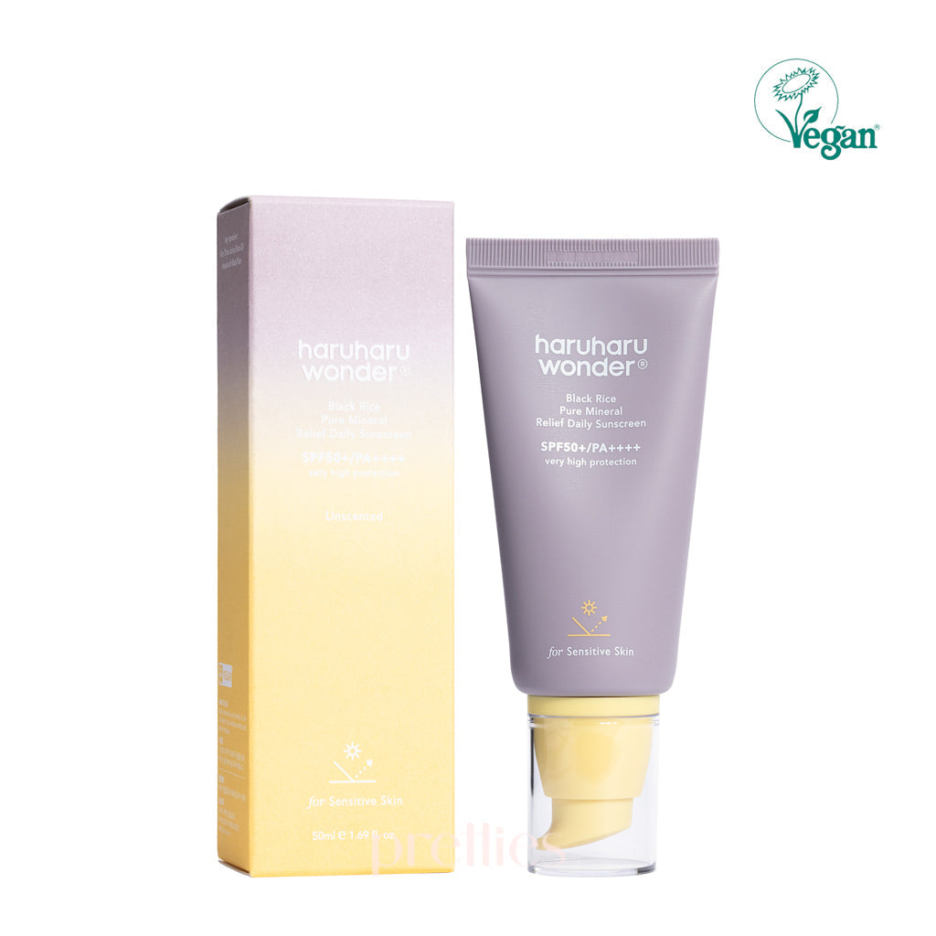 Haruharu Wonder Black Rice Pure Mineral Relief Daily Sunscreen SPF50+ PA++++ 50ml - Oil-Free, Non-Greasy, Broad Spectrum Protection for Face & Body - Perfect for Daily Use, Outdoor Activities & Sensitive Skin Care