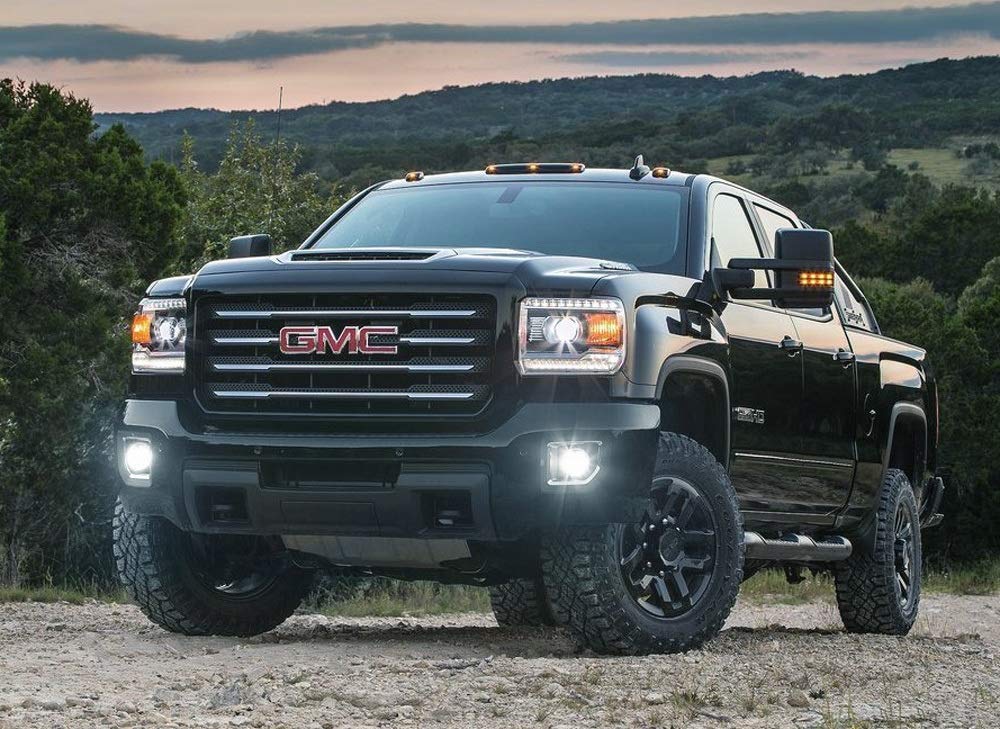 Clear Lens White LED Fog Lights with Bezel Cover & Wiring Kit for 2015-2019 GMC Sierra 2500HD - Durable Off-Road Lighting for Night Driving & Foggy Conditions