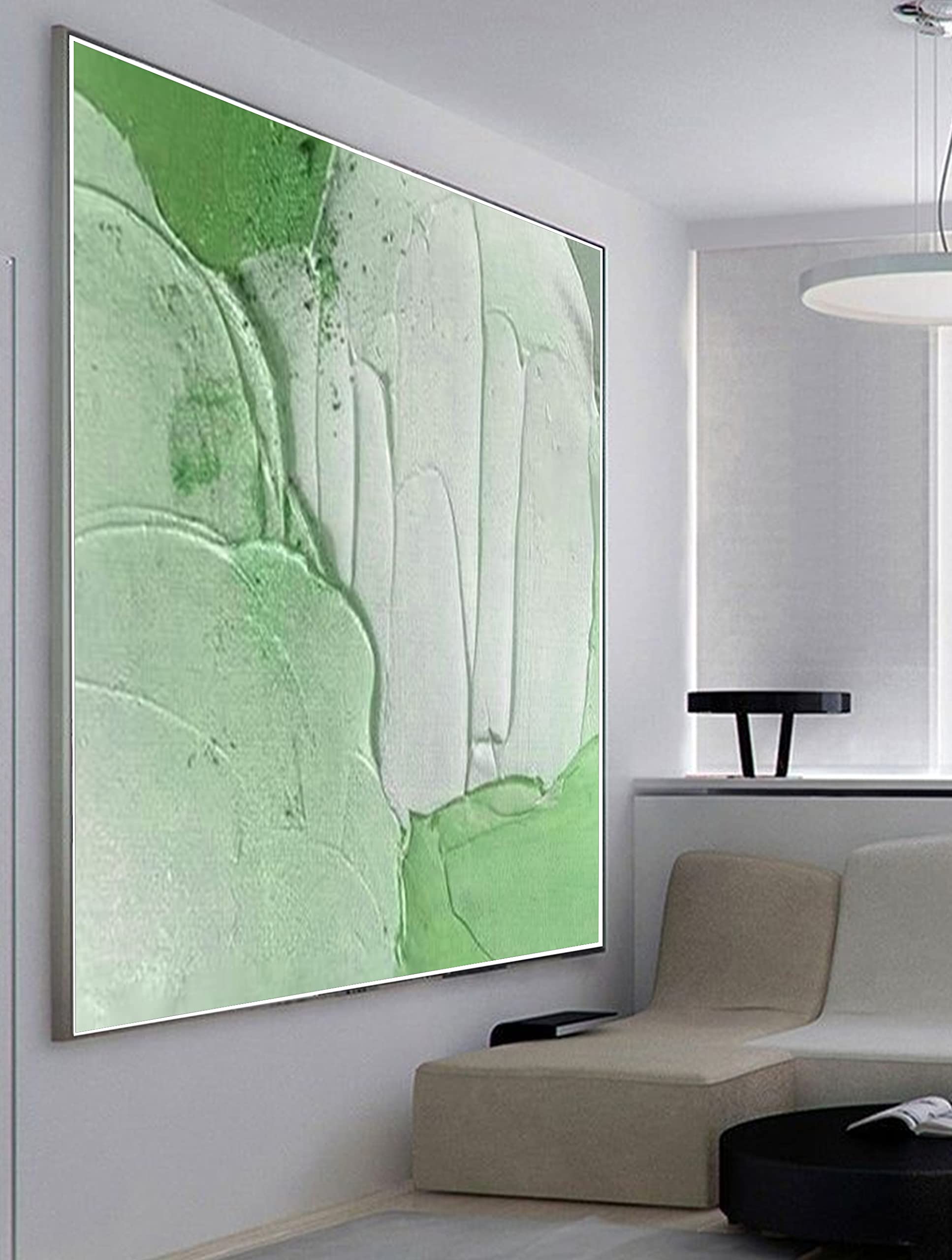 Large Original Abstract Blue and Green Tree Oil Painting on Canvas - 72x72 Inch Handmade Landscape Wall Art for Living Room, Bedroom, or Office Decor | Modern Home & Interior Design