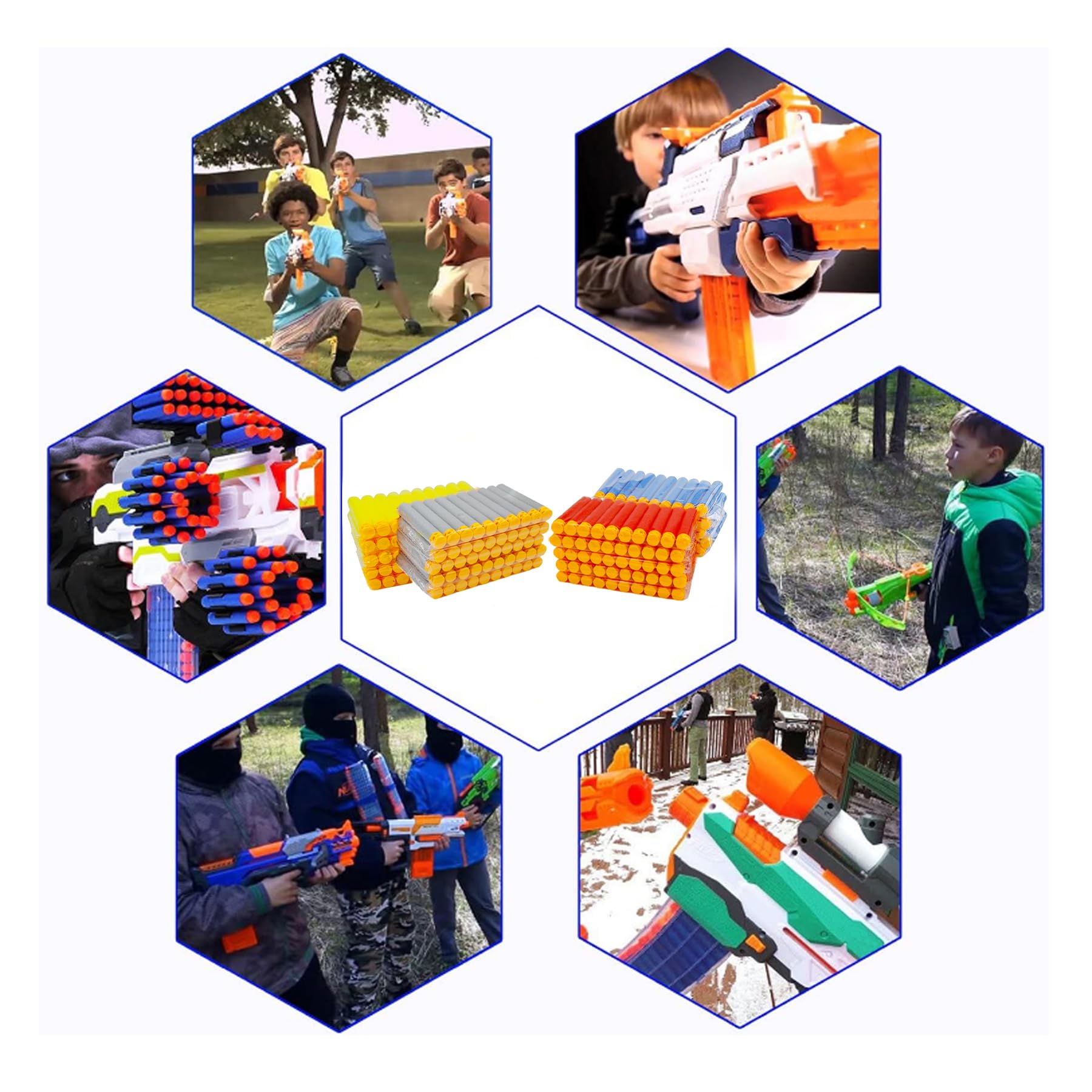 BOROLA 100Pcs Soft Hollow Foam Refill Waffle Darts - Compatible with Nerf Elite Series Blasters - Perfect for Nerf Battles, Target Practice & Indoor/Outdoor Play