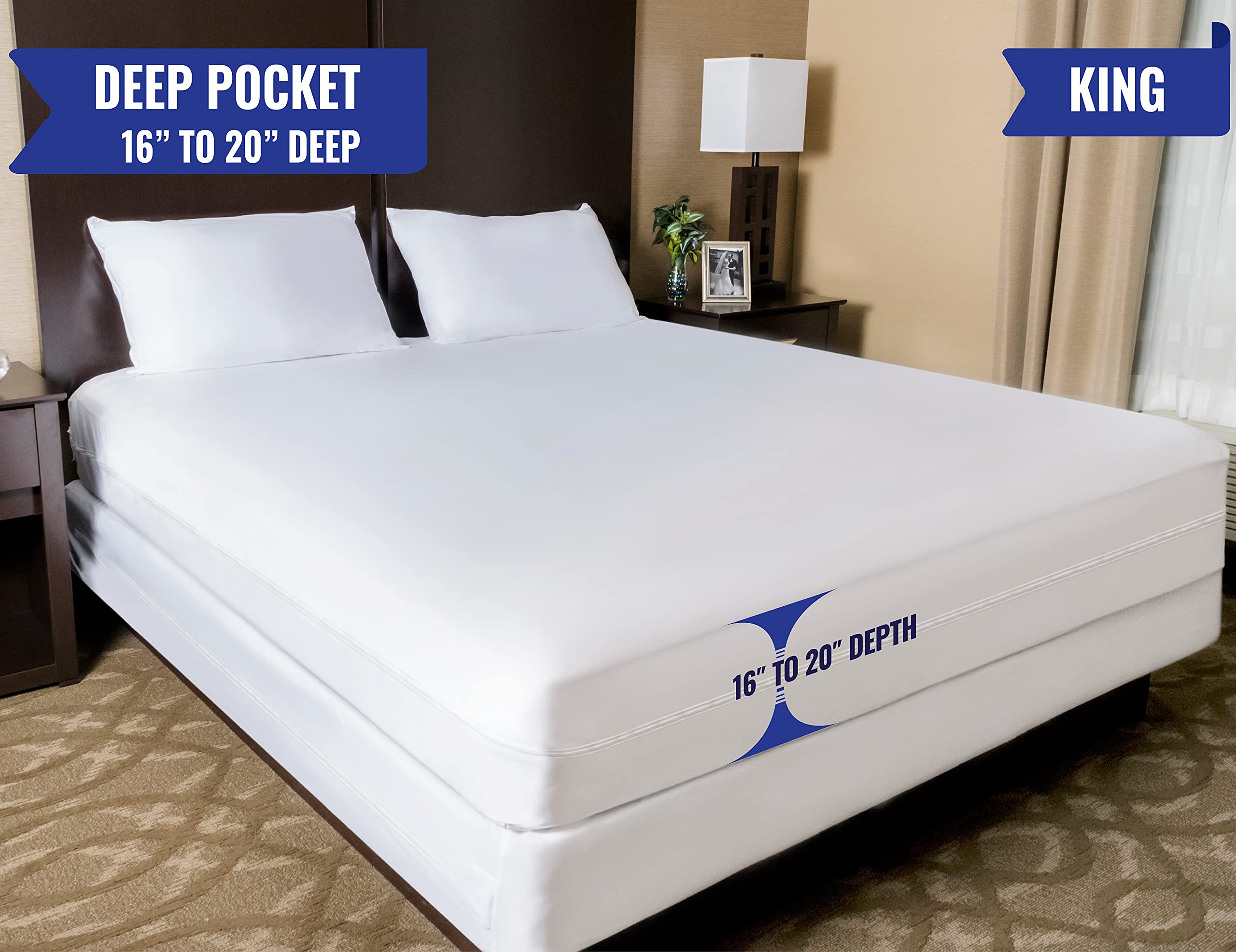 **King Size Waterproof Mattress Protector - Zippered Encasement with 20
