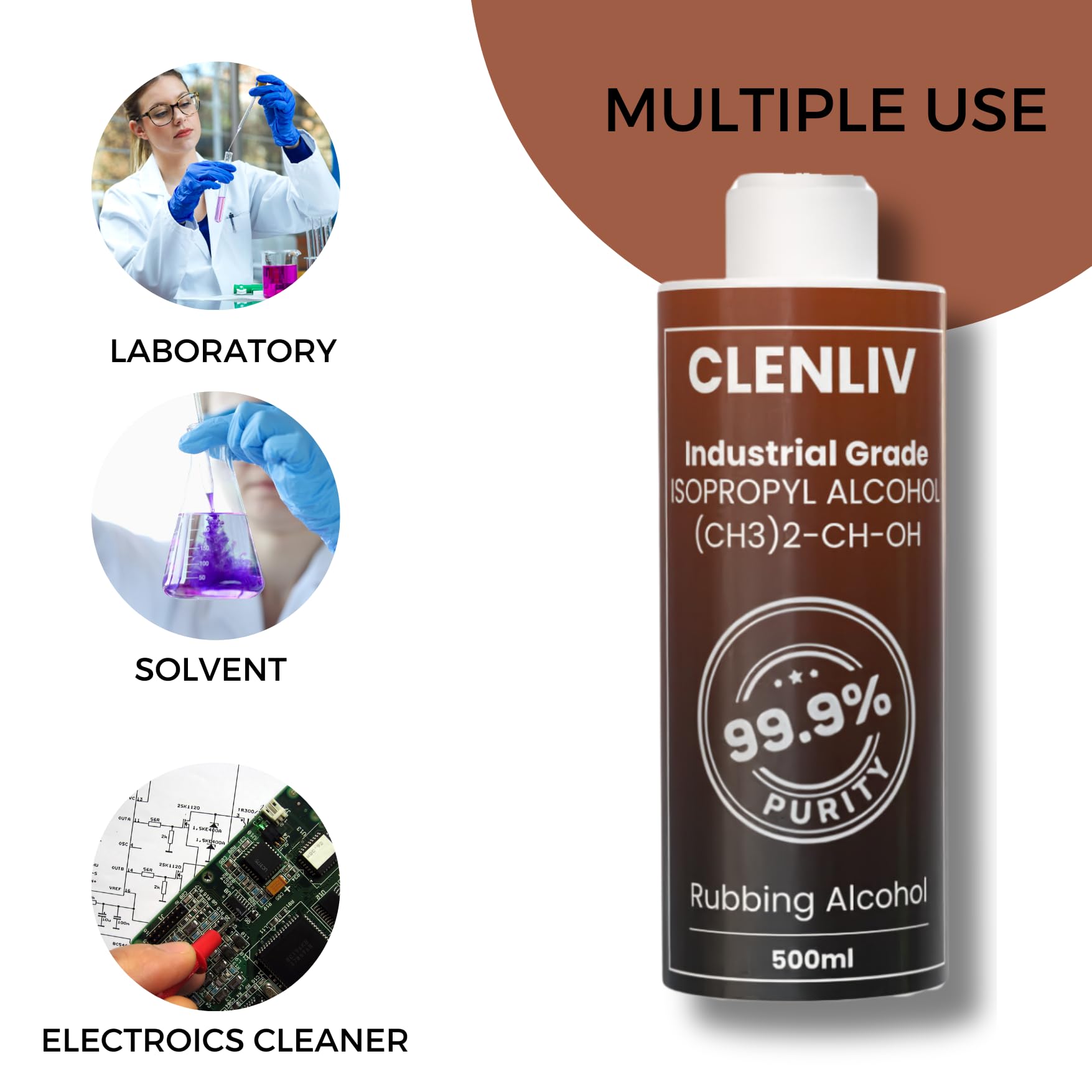 99.9% Pure Isopropyl Alcohol (IPA) for Electronics Cleaning, Medical Disinfection & Surface Sanitizing - CAS 67-63-0 - Ideal for Home, Hospital, Glass, Tile & Metal Cleaning | Stain & Dust Remover Solution