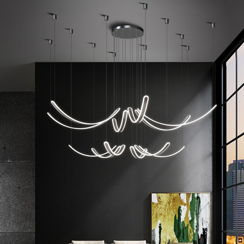 Modern Acrylic Belt Chandelier - Elegant & Stylish Ceiling Light Fixture for Dining Room, Living Room, or Bedroom