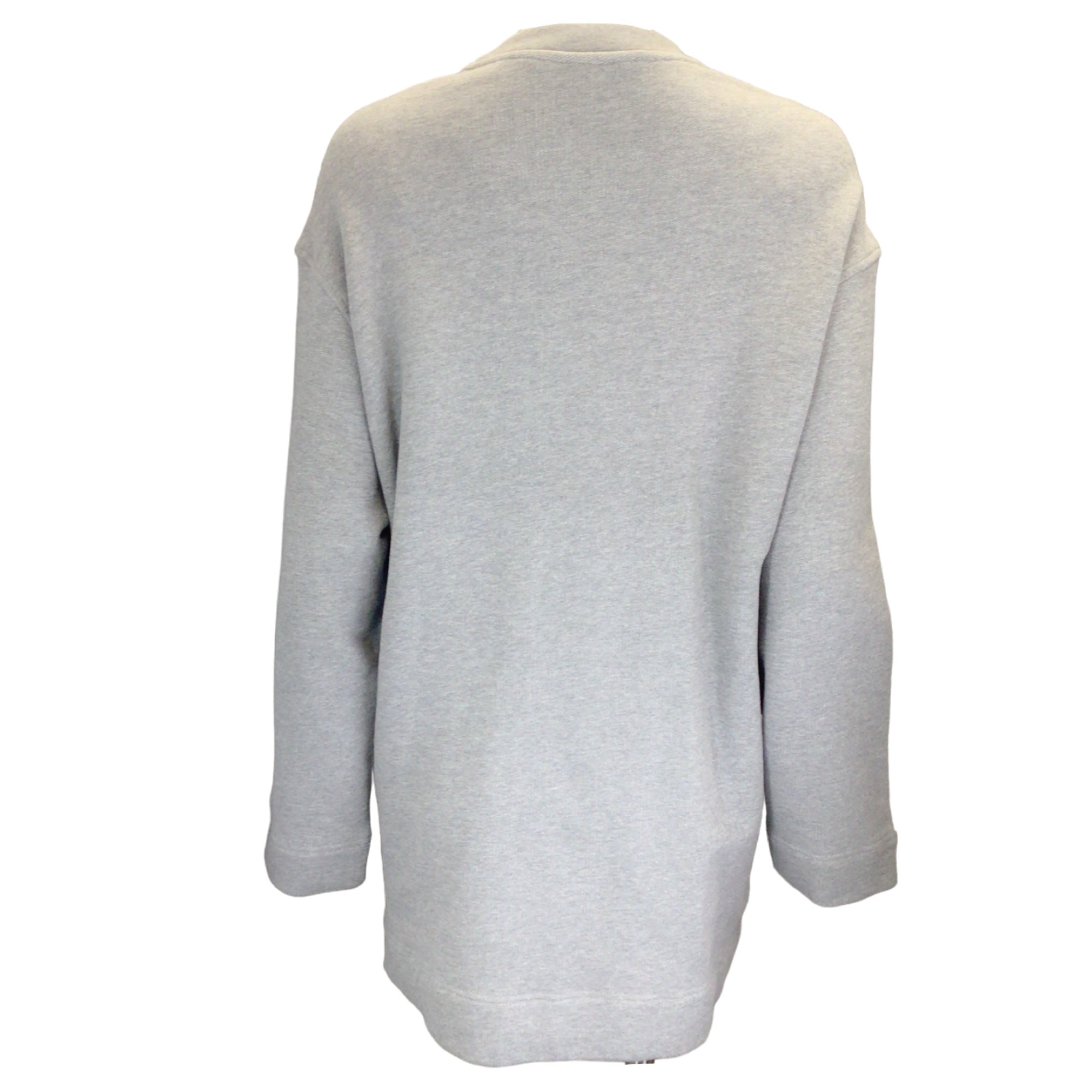 Dries Van Noten Grey Silver Ring Detail Long Sleeve Cotton Sweatshirt Dress for Women | Casual Chic Outfit for Fall Winter Fashion | Perfect for Date Night, Office Wear & Weekend Brunch