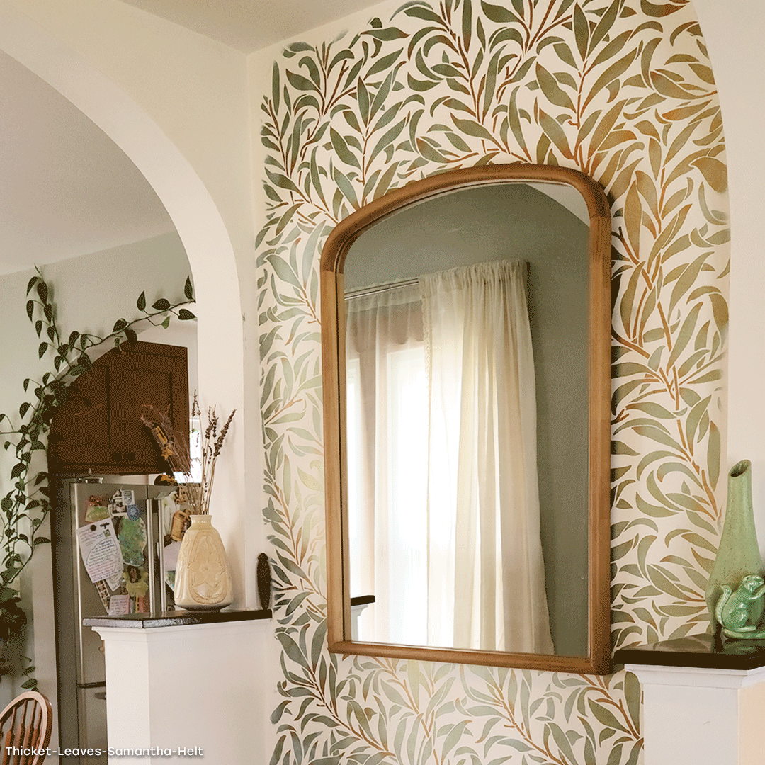 Thicket Leaves Wall Stencil - Reusable DIY Home Decor Stencils for Painting on Walls, Furniture & Crafts | Perfect for Bedroom, Nursery & Living Room Accent Walls