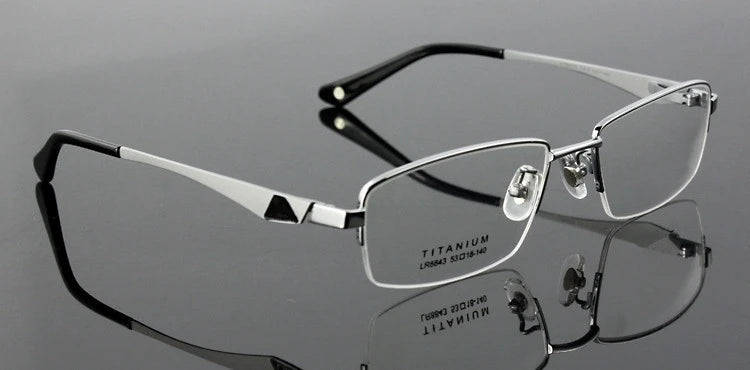 Brightzone Unisex Semi-Rim Square Titanium Eyeglasses 78043 - Lightweight & Durable Frame for Work, Reading & Everyday Wear