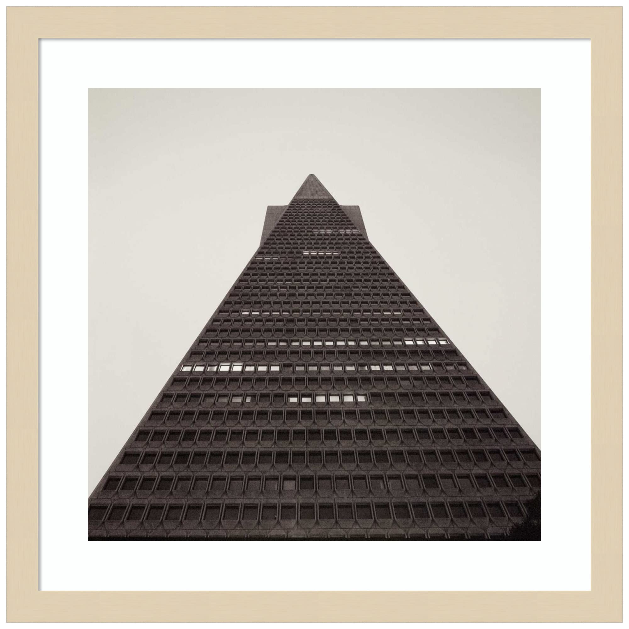 Alan Blaustein Trans America 3 Wood Framed Wall Art Print - 17x17 Inches, Svelte Natural Frame - Small - Perfect for Living Room, Bedroom & Office Decor