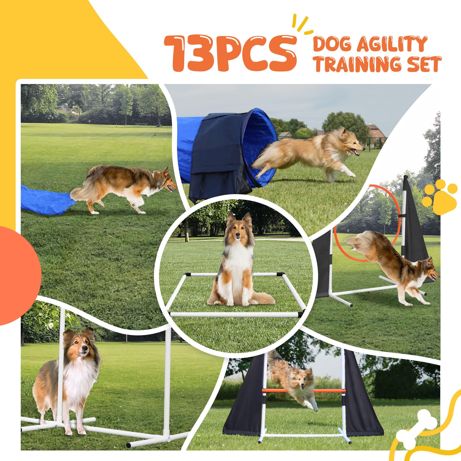 Professional Dog Agility Training Equipment Set - Tunnel, Bags, Jumps & Toys for Indoor & Outdoor Use - Backyard Agility Course for Small to Large Dogs - Perfect for Training, Exercise & Playtime