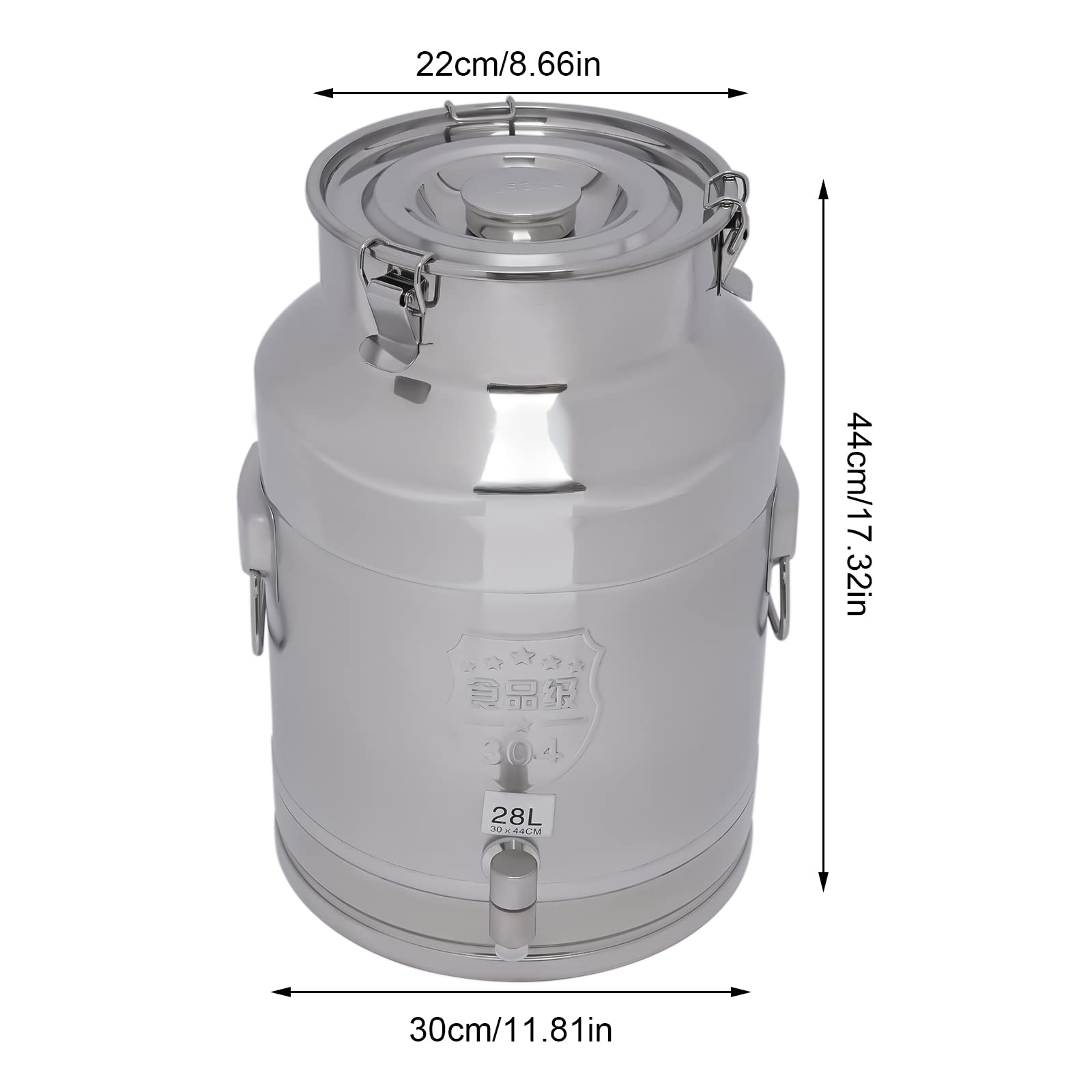 Eapmic 28L (7.4 Gallon) Stainless Steel Milk Can - Food Grade Wine & Milk Storage Bucket with Airtight Lid - Heavy Duty Dairy & Beverage Container for Home Brewing, Farm Use & Commercial Kitchens