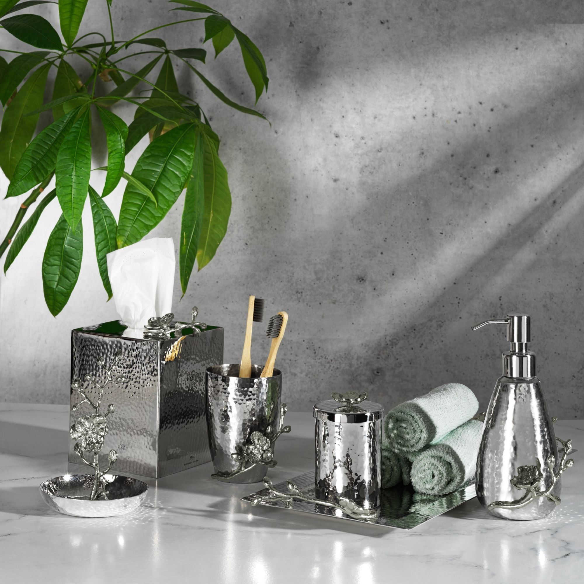 White Orchid Toothbrush Holder - Elegant Bathroom Organizer for Brushes & Dental Care Essentials | Perfect for Home, Office, or Travel Use