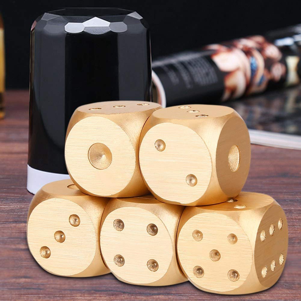 5-Piece 6-Sided Game Dice Set with Storage Box (Gold) - Perfect for Board Games, RPGs, D&D, and Casino Night Fun