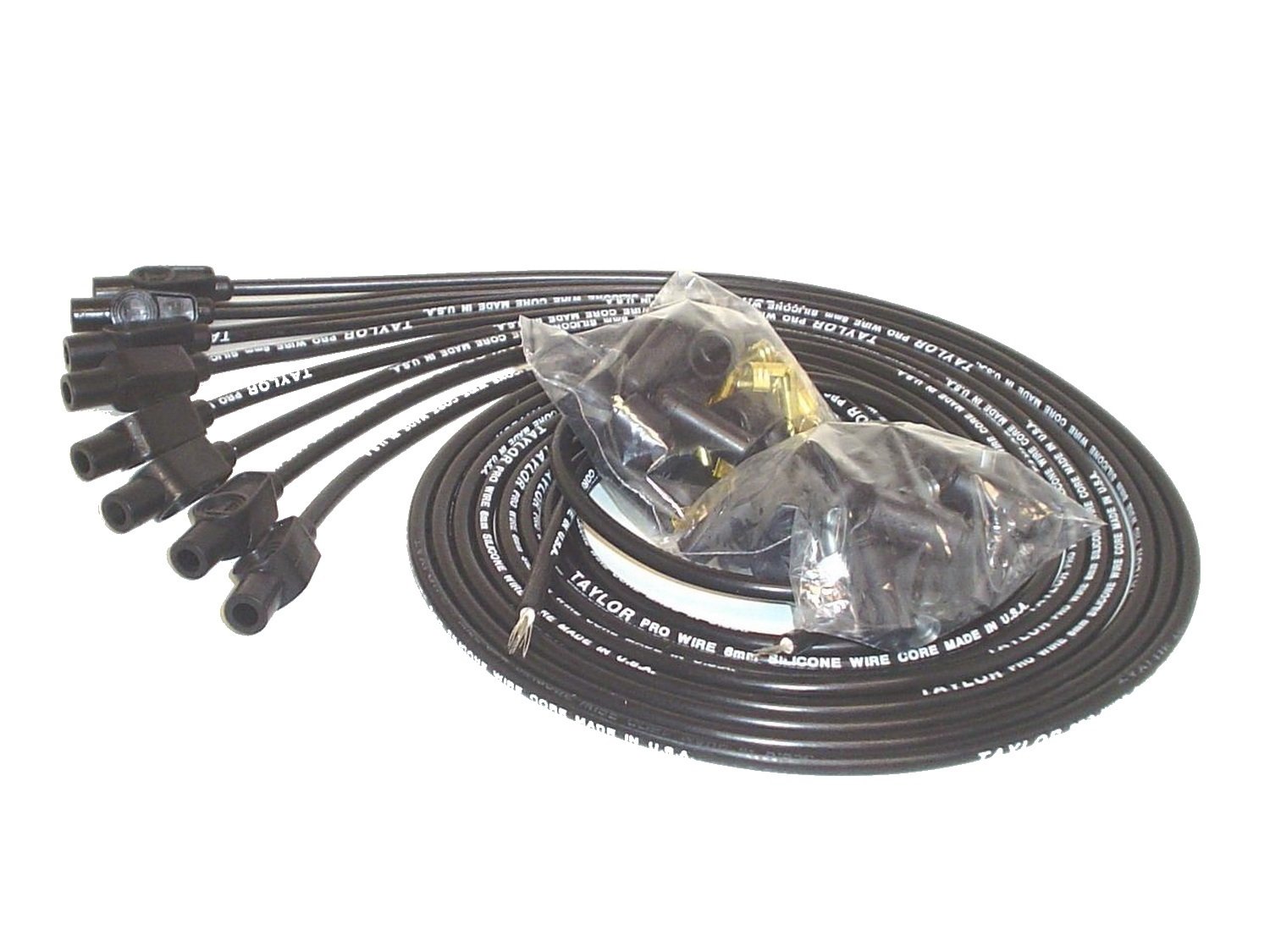 Taylor Cable 70054 8mm Pro Wire Black Spark Plug Wire Set - High Performance Ignition Wires for Cars, Trucks & SUVs - Perfect for Engine Upgrades & Tuning