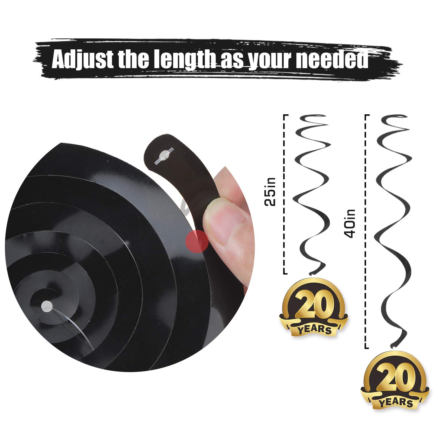 LINGTEER 20th Birthday Party Decorations Set - Swirl Streamers, Happy Birthday Banner & Hanging Backdrop for Twenty Years Old Celebration | Perfect for Bday Parties, Milestone Events & Photo Backdrops