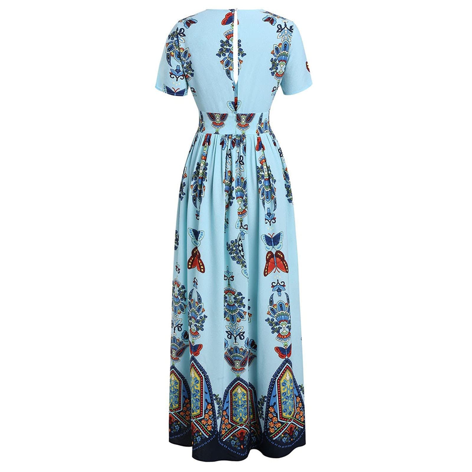 2024 Plus Size Summer Dresses for Women - Boho Print High Low V-Neck Maxi Beach Dress for Wedding Guest & Casual Wear | Perfect for Beach Vacations, Garden Parties & Summer Outings