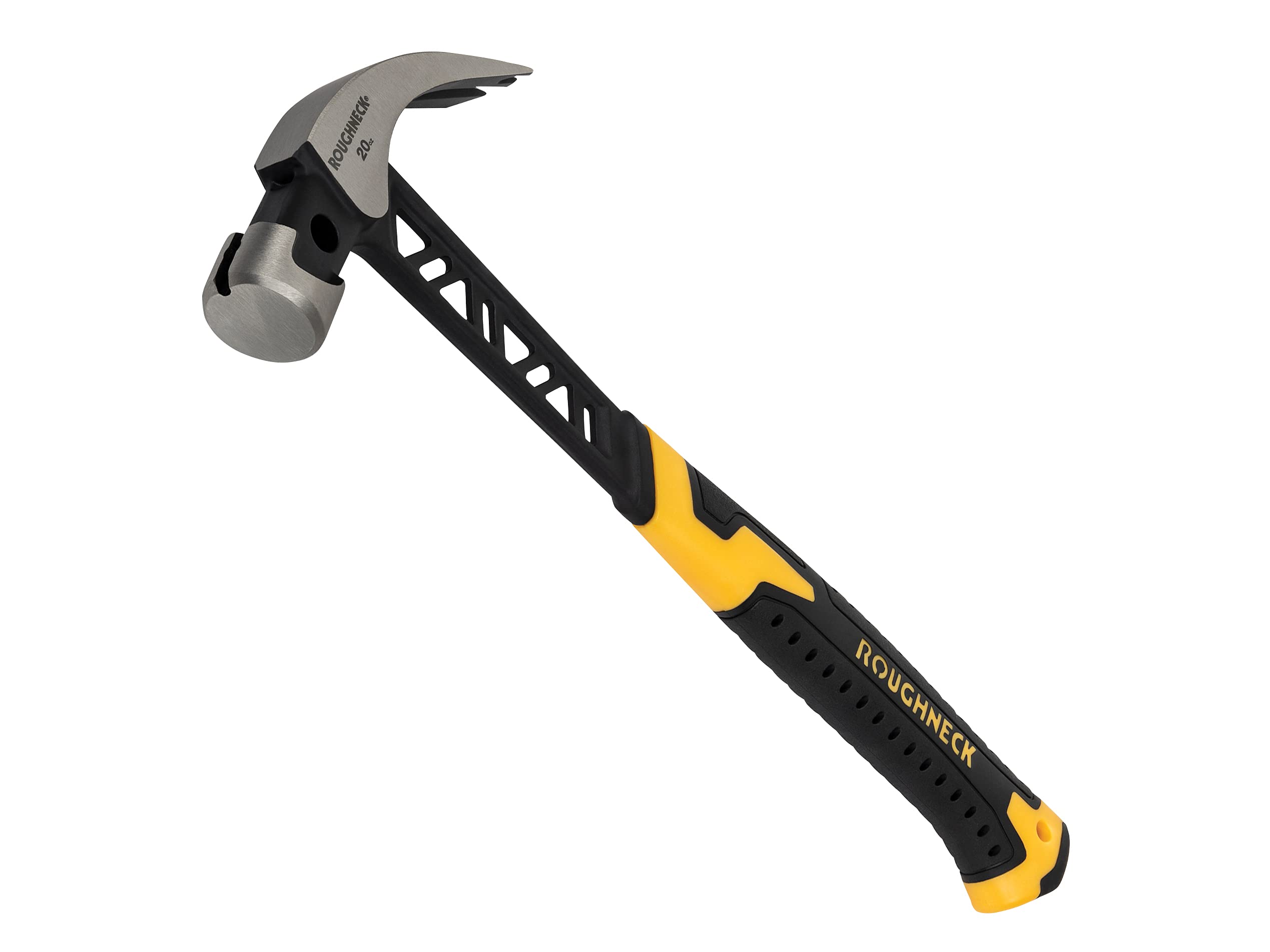 Roughneck® Gorilla V-Series 20oz Claw Hammer - Heavy Duty Steel Construction with Shock Reduction Grip - Perfect for Construction, Carpentry, and DIY Home Improvement Projects