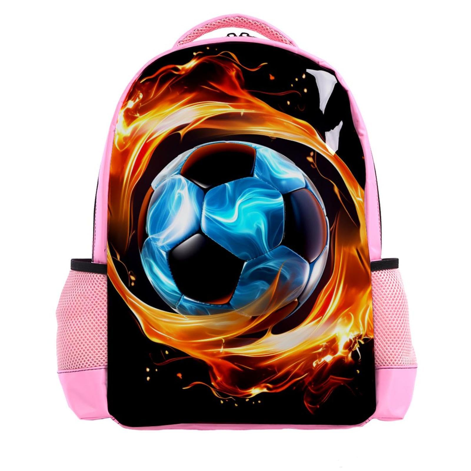 Best Travel Backpack for Men & Women - Durable Flaming Football Design Backpack for Hiking, Gym, School & Daily Commute