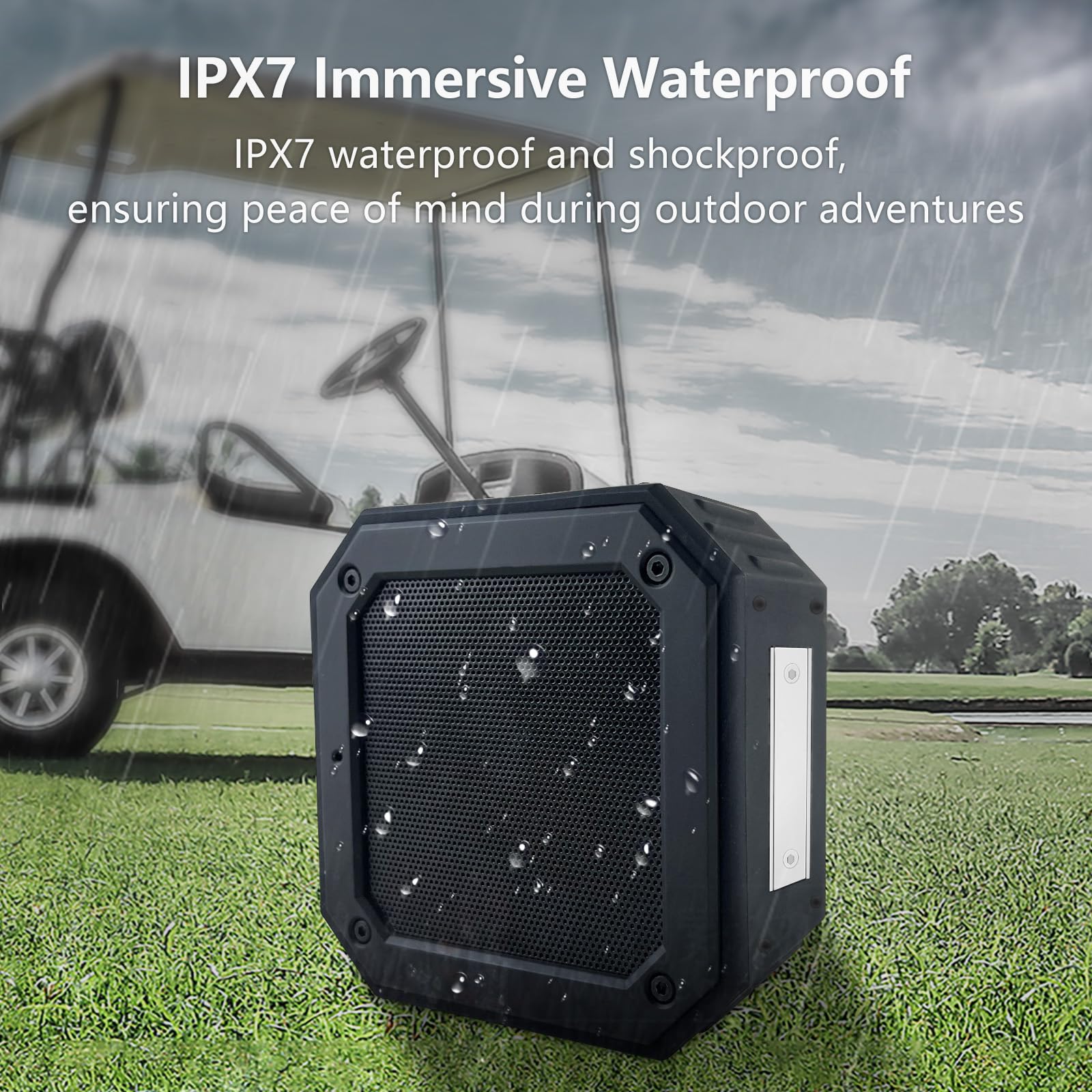 Premium Bluetooth Golf Cart Speaker - IPX7 Waterproof, Strong Bass, Loud Magnetic Wireless Speaker for Golf Carts & Outdoor Adventures | Perfect for Golfing, Beach Parties, Camping & Tailgating
