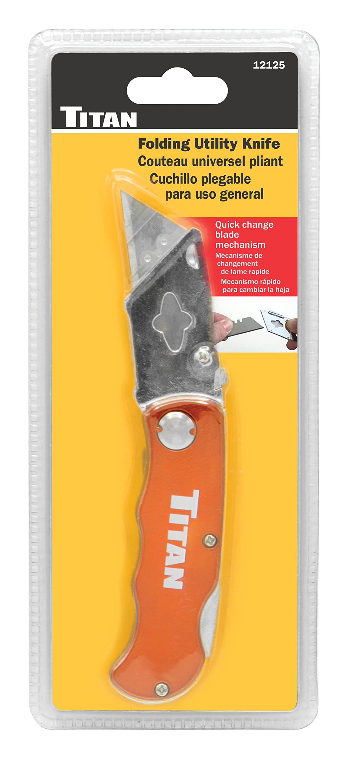 Titan 12125 Folding Utility Knife - Heavy Duty Retractable Pocket Knife with Safety Lock - Perfect for Camping, Hiking, DIY Projects & Everyday Carry (EDC)