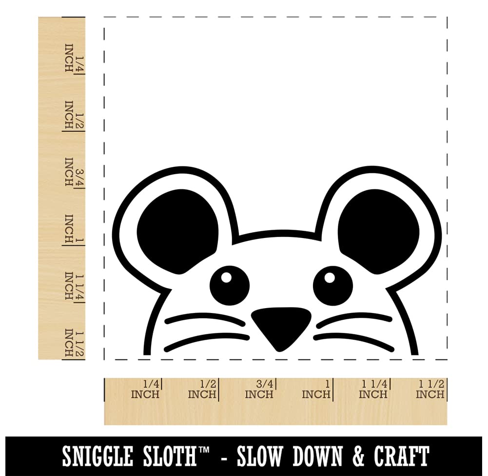Peeking Mouse Self-Inking Rubber Stamp - 1.5 Inch Large Black Ink Stamper for Crafting, Scrapbooking & Office Use